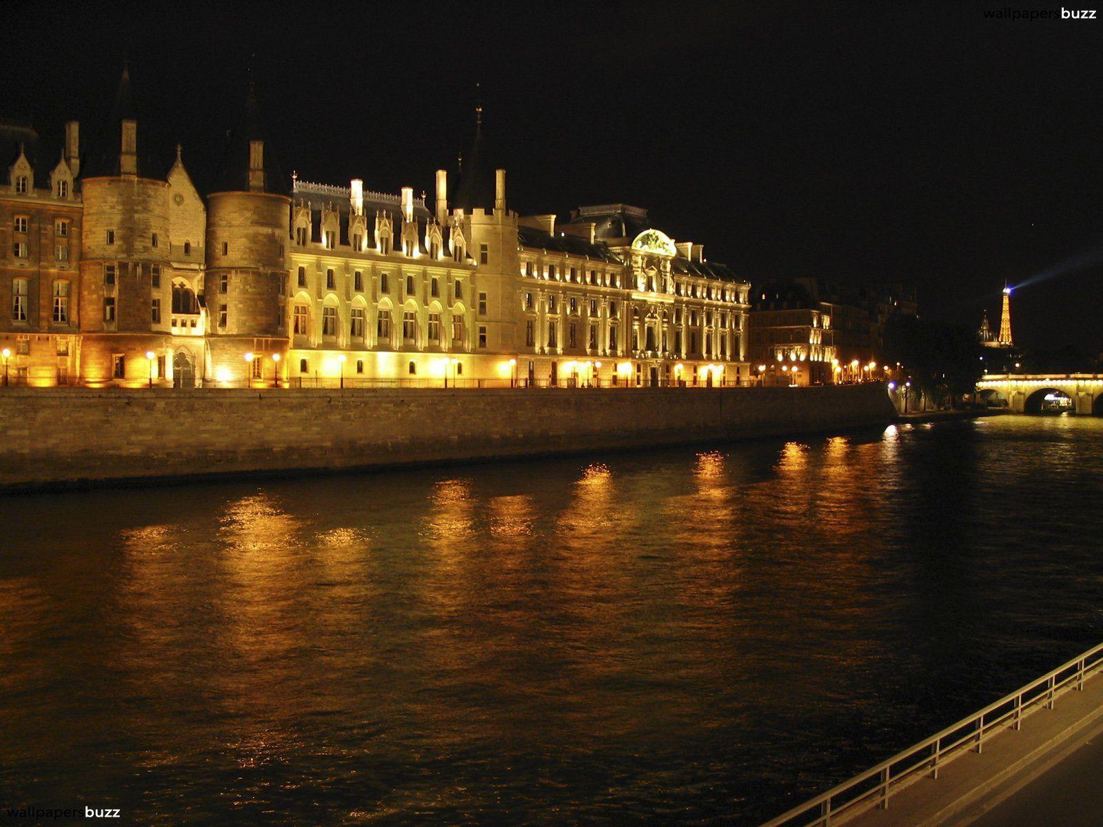 River Seine by night HD Wallpaper