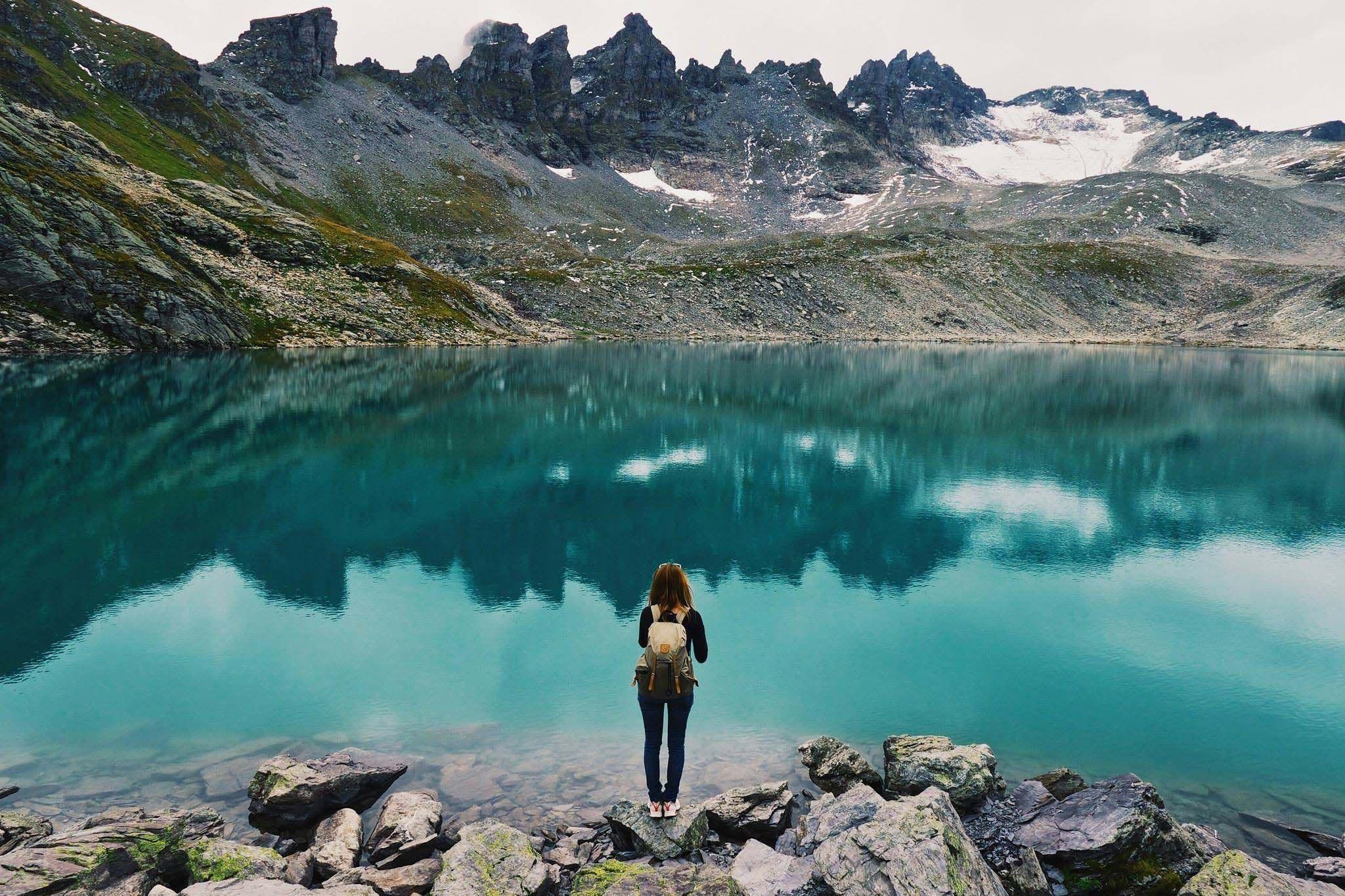 women, Photography, Nature, Landscape, Lake, Hiking, Turquoise