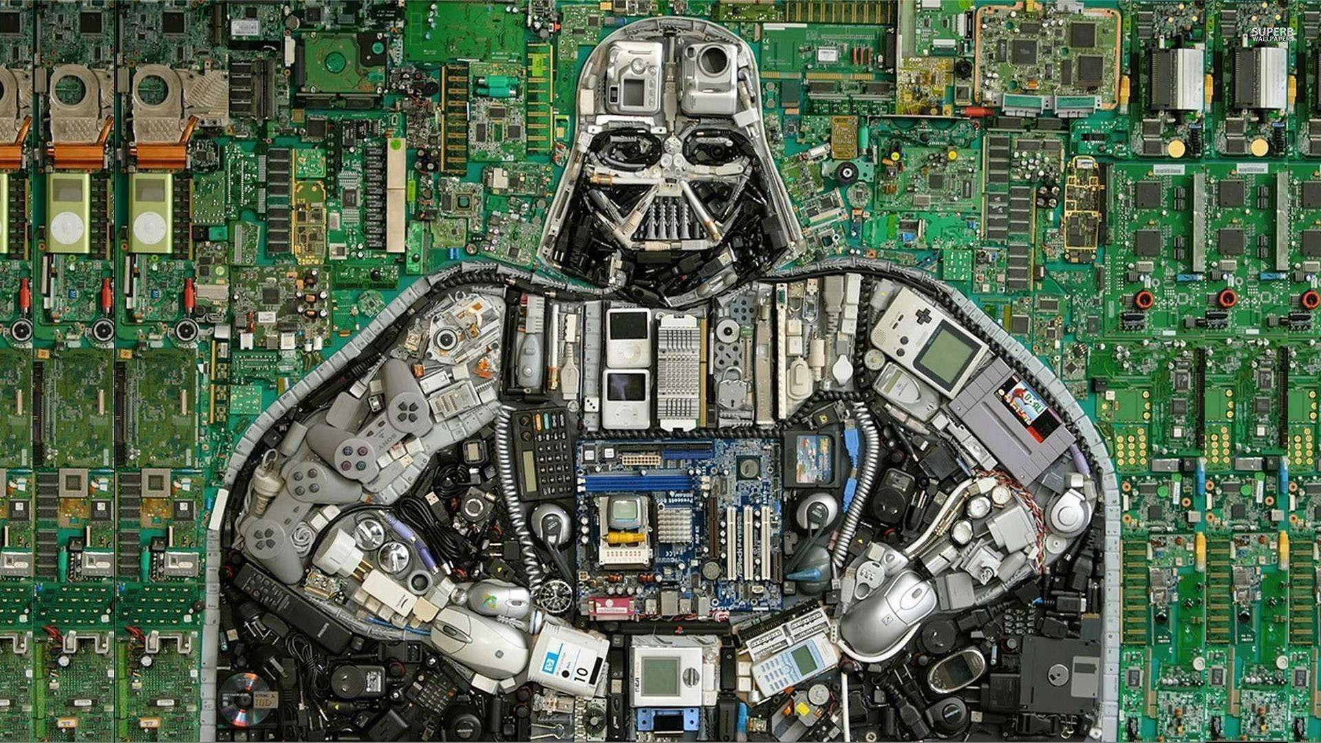 Darth Vader Out Of Computer Parts Wallpaper