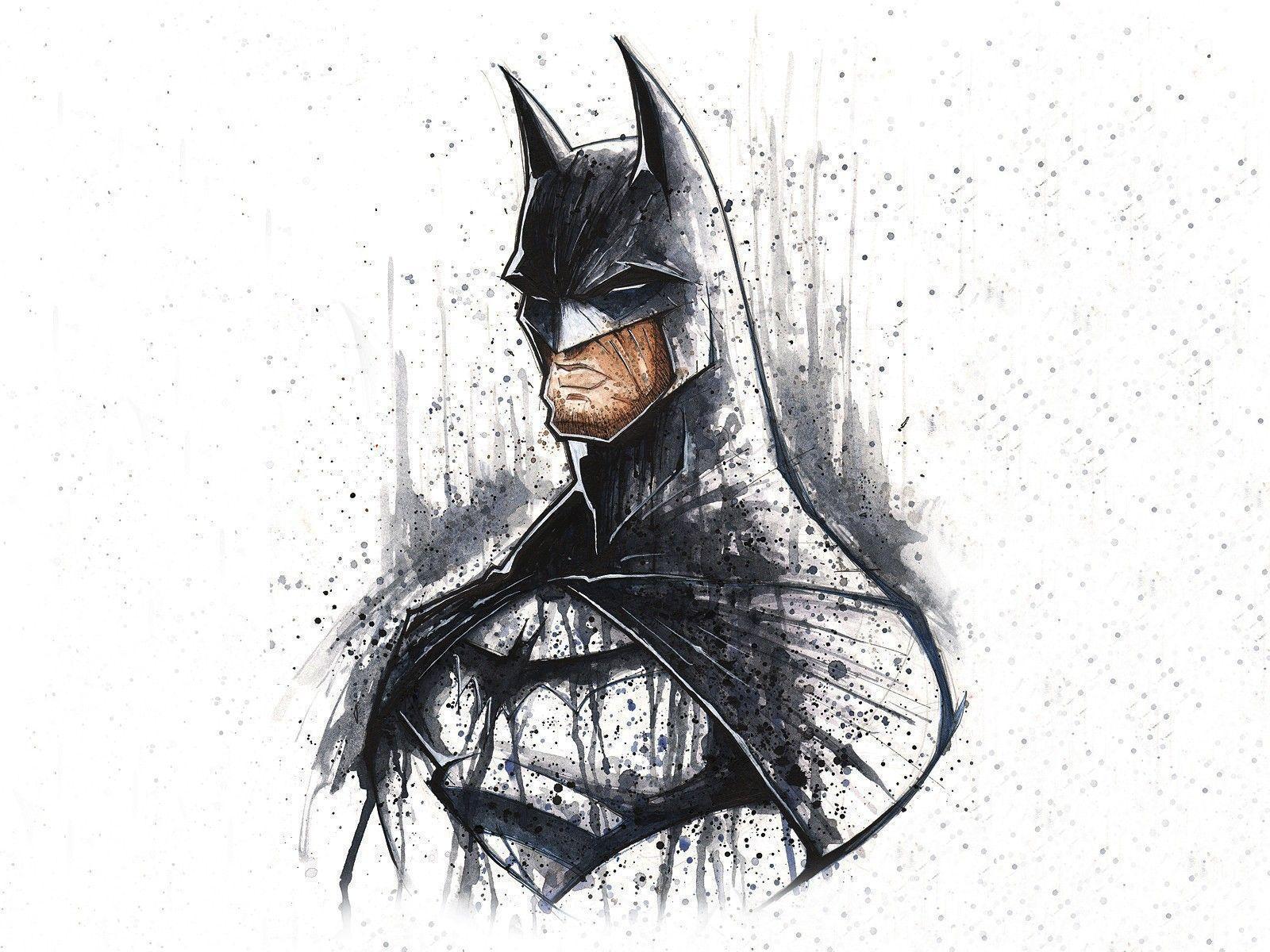 Batman minimalistic DC Comics superheroes sketches fantasy art