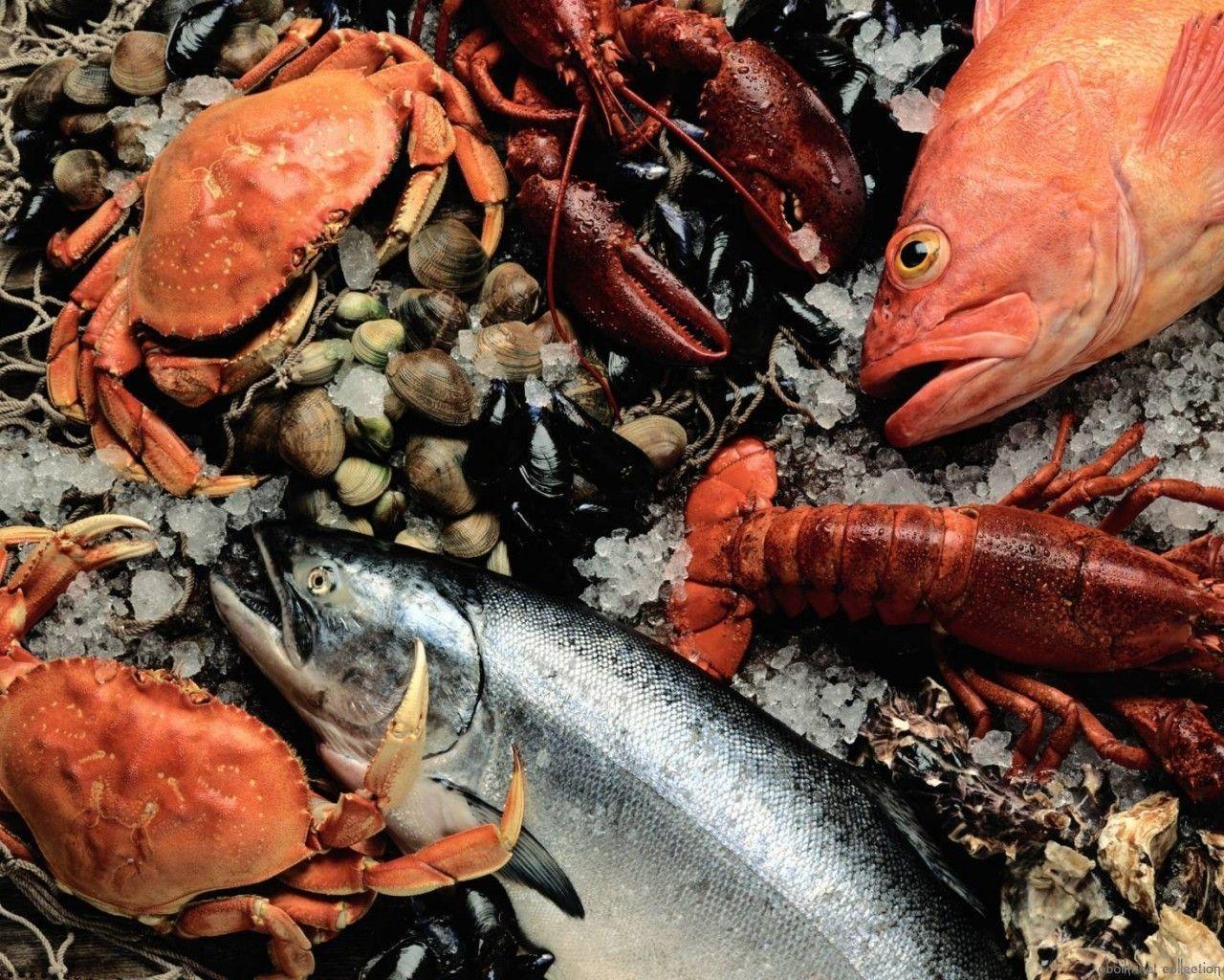 Wallpaper Seafood, Fresh, Fish, Crab, Lobster, Mussels HD, Picture