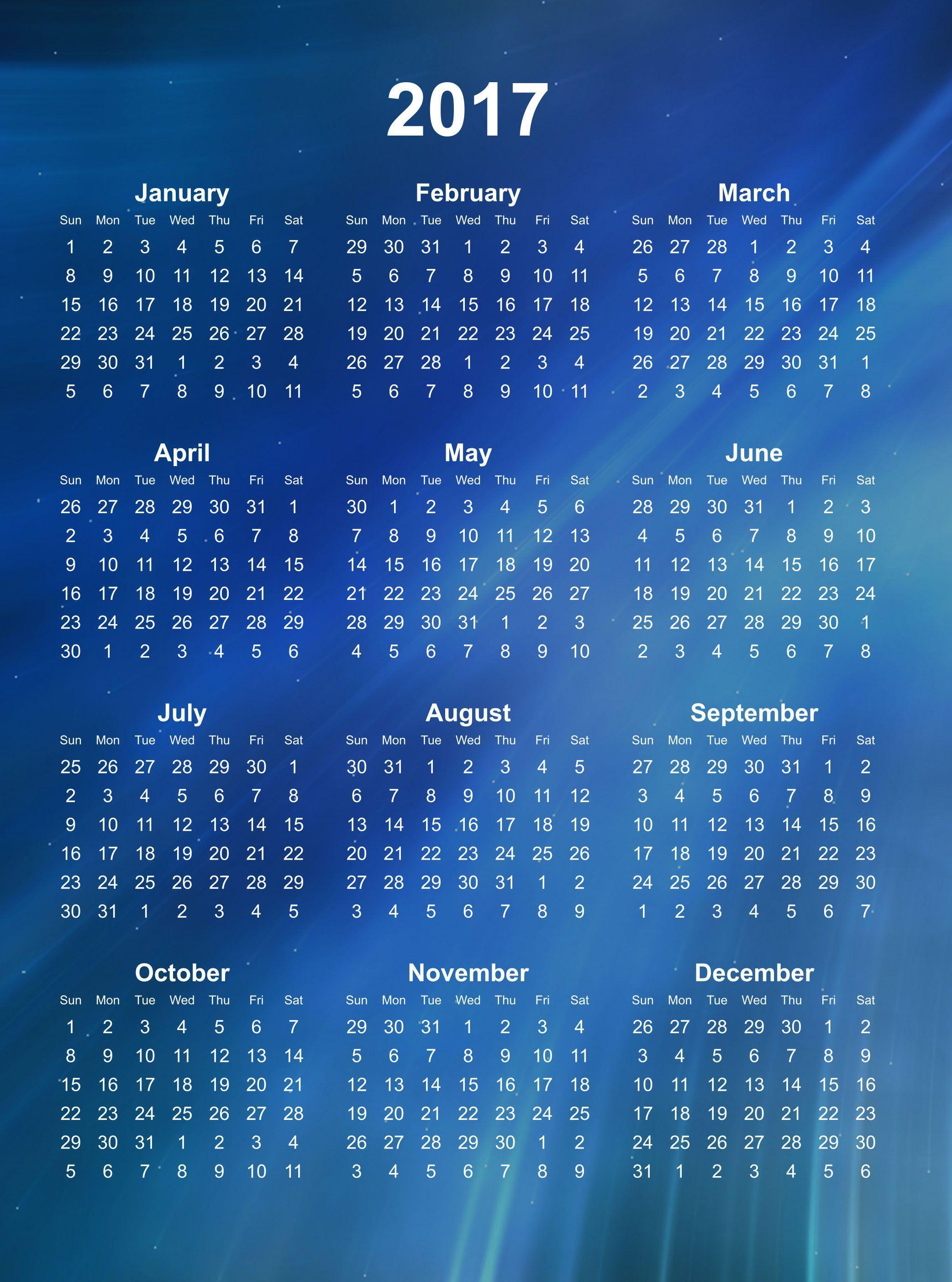 Calendar 2017 Wallpaper High Quality