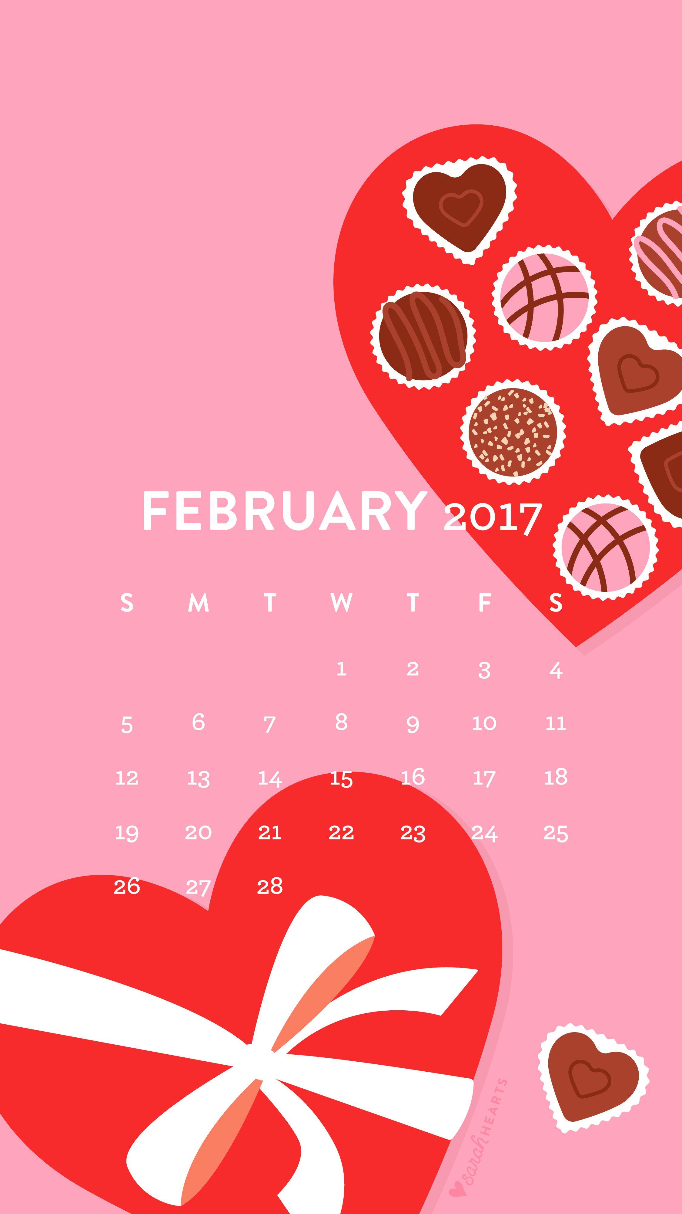 Valentines February 2017 Calendar Wallpaper