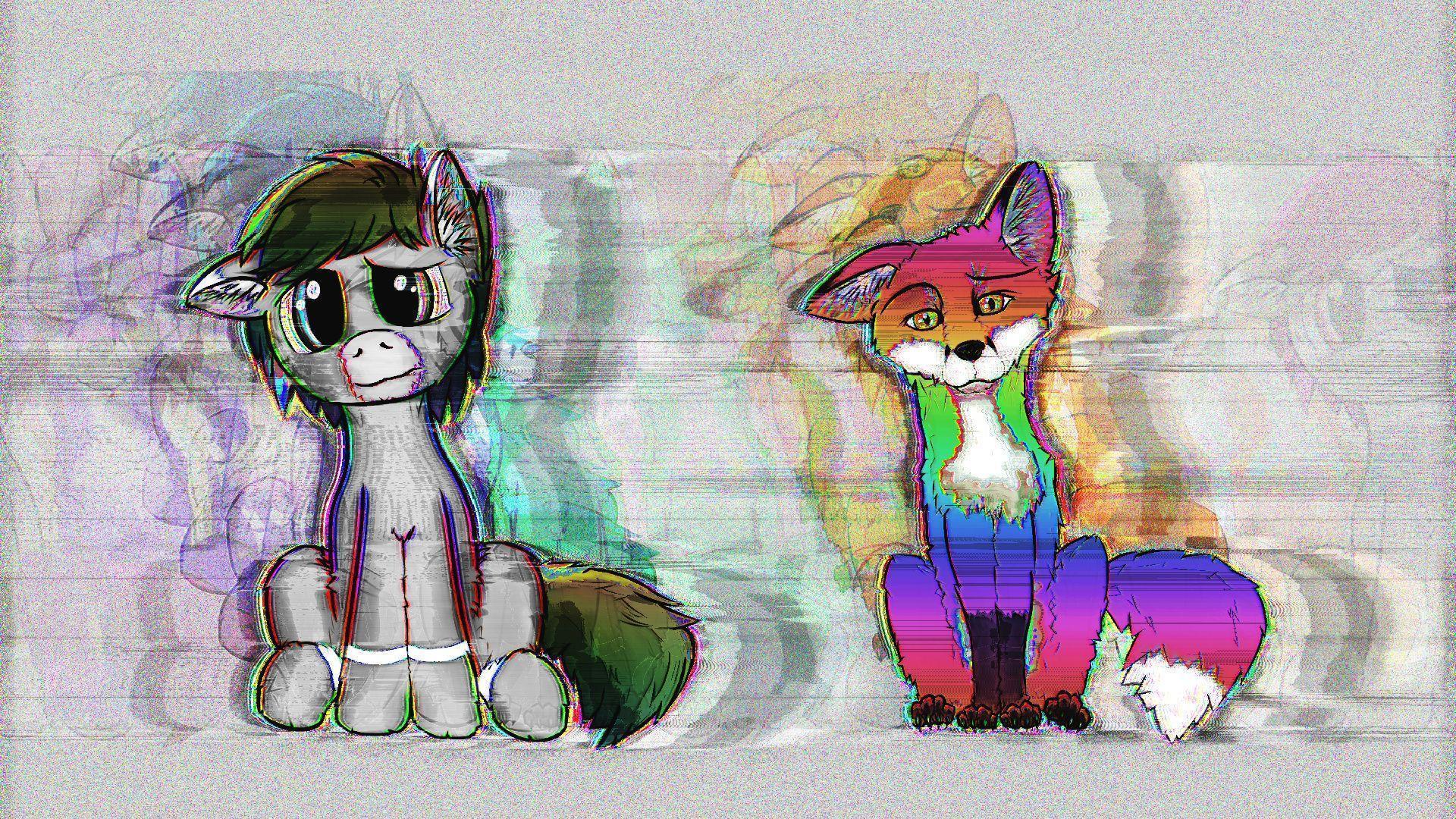 Glitch Art Wallpaper (Fox And Pony)