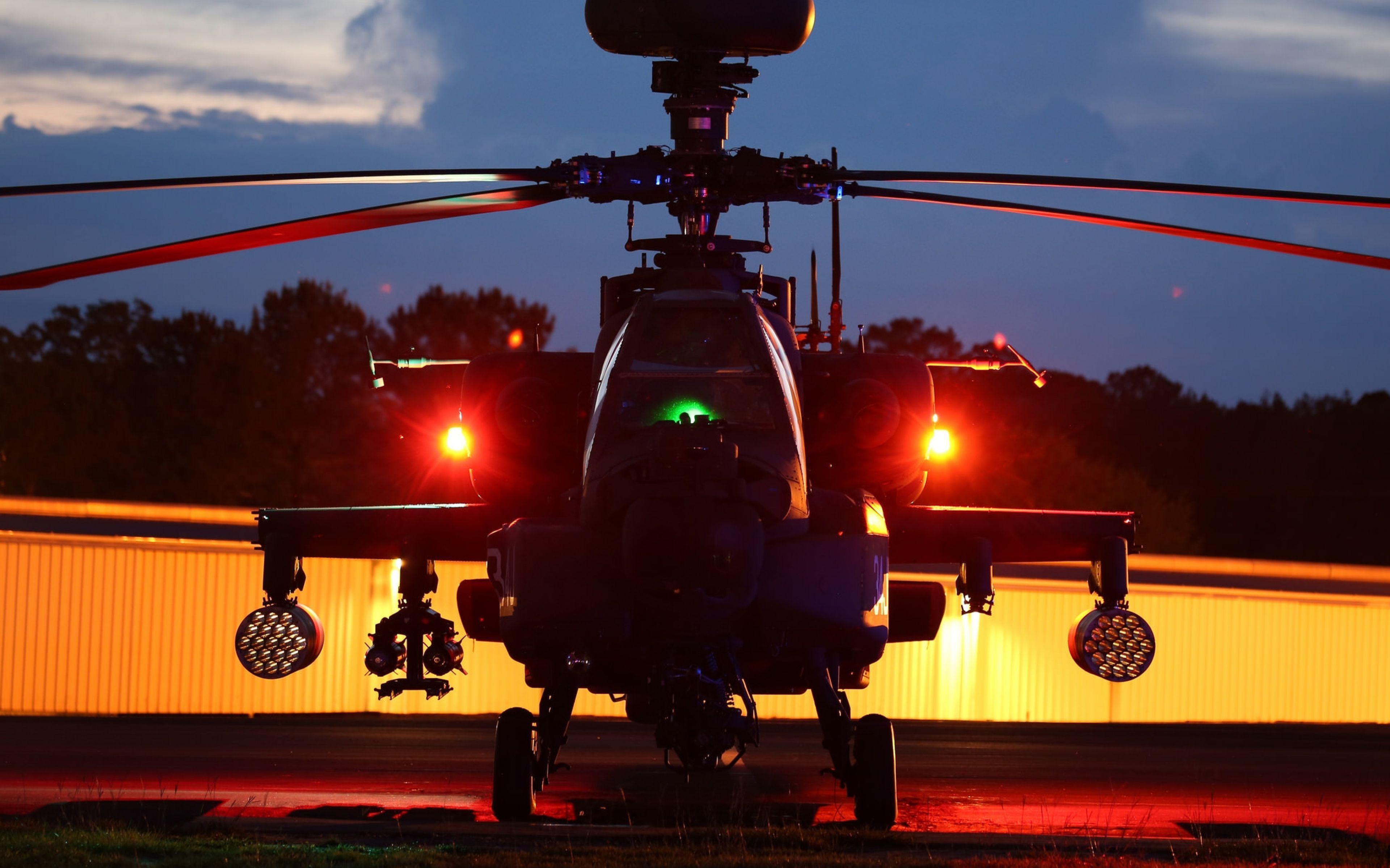 HD Background AH 64 Apache Helicopter Night Wallpaper