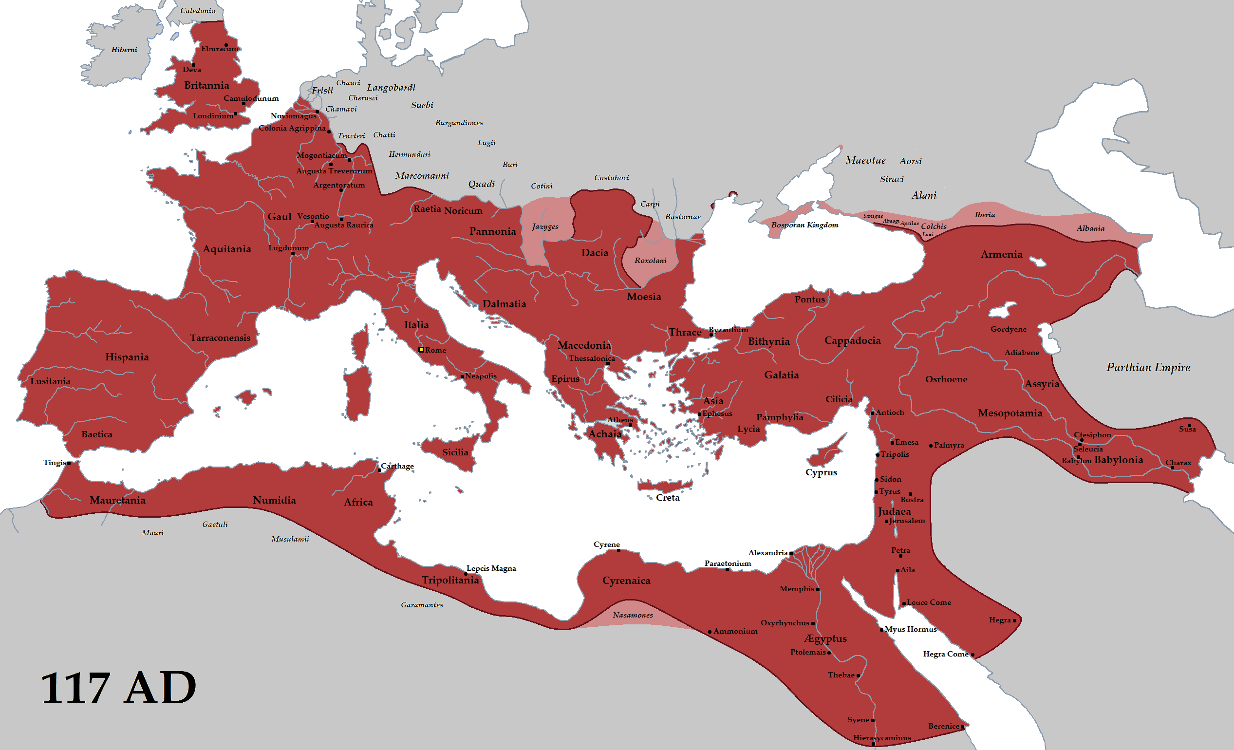 The Roman Empire at it's height, under Emperor Trajan 534