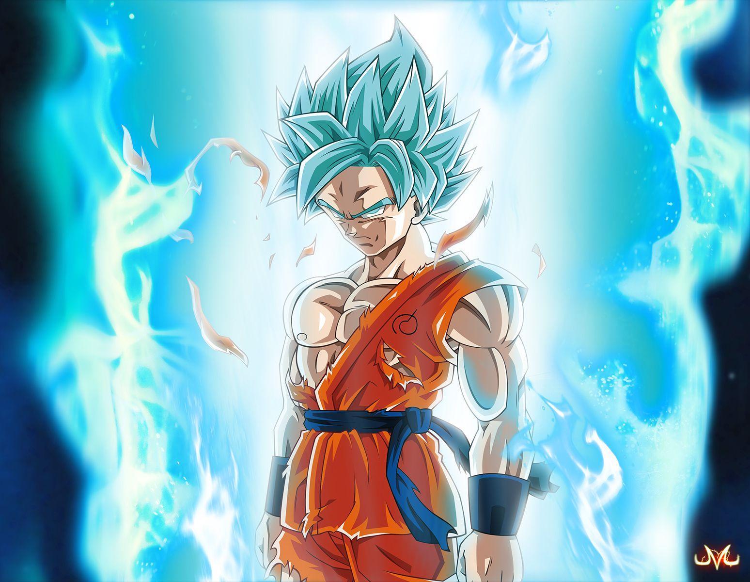Goku's Blue Hair Power Up - wide 1