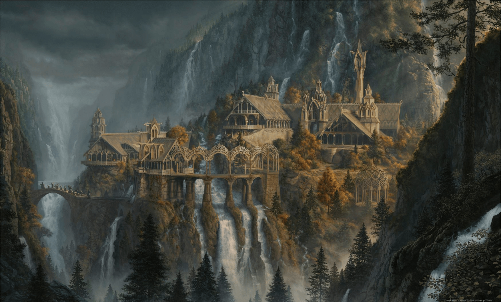 waterfall, J. R. R. Tolkien, The Lord Of The Rings, Artwork