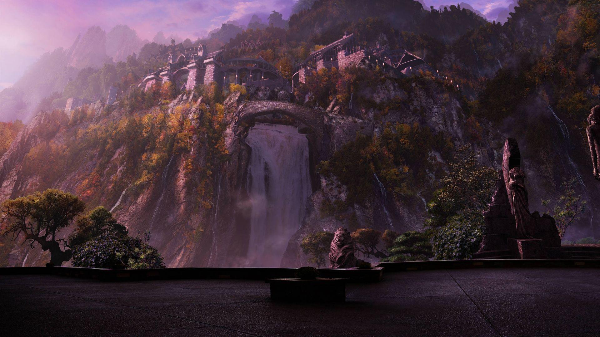 Rivendell The Lord Of Rings Hobbit Cg Waterfall HD 1920x1080