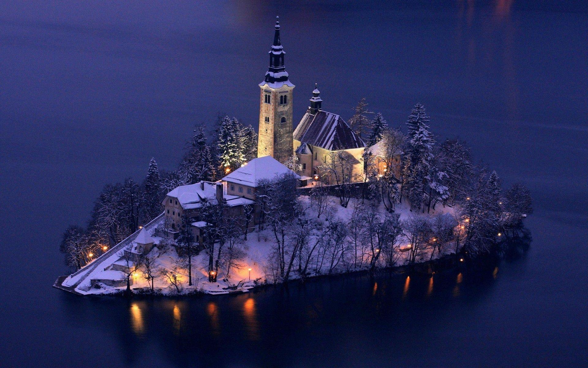 island, Church, Slovenia Wallpaper HD / Desktop and Mobile