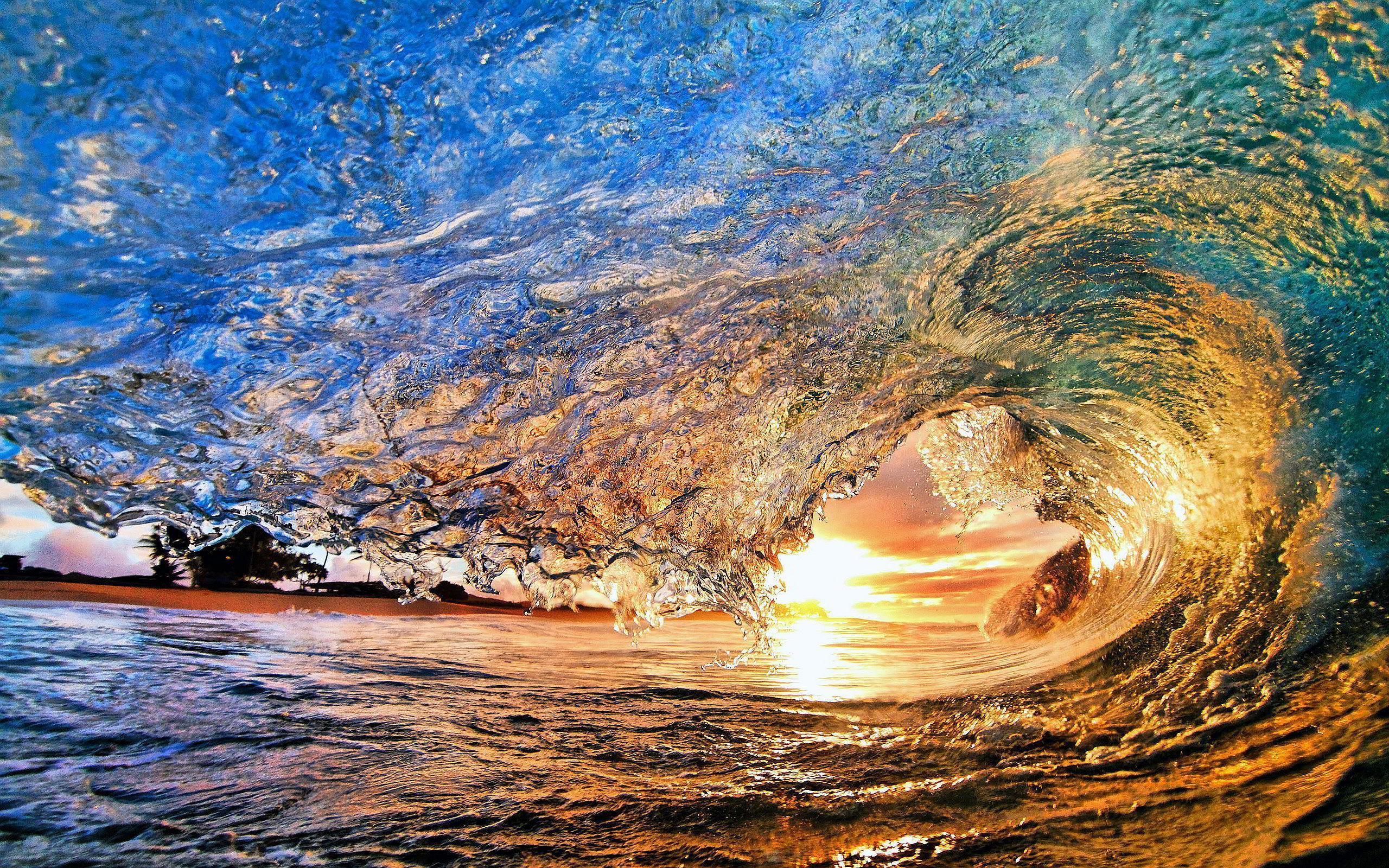 Rainbow Ocean Waves Desktop Picture Wallpaper