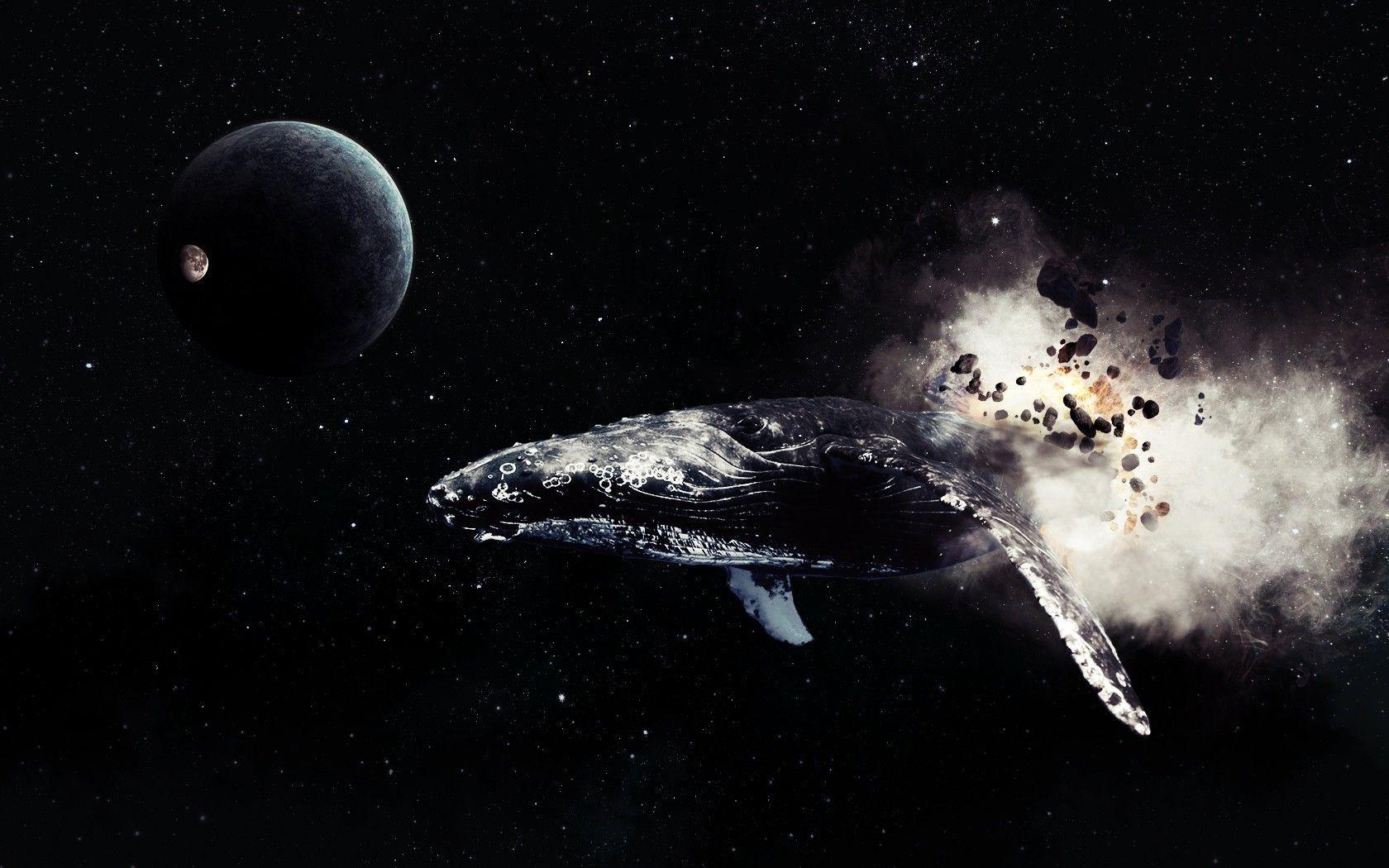 space stars planet moon whale comet Wallpaper HD / Desktop