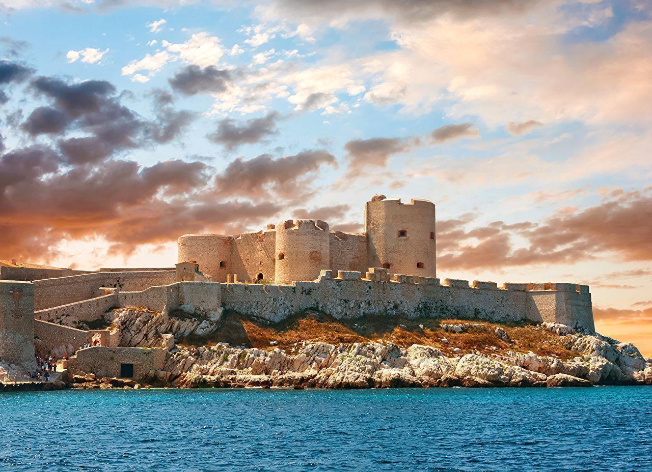 Wallpaper Marseille France Fortification Chateau d'If Castles Sky
