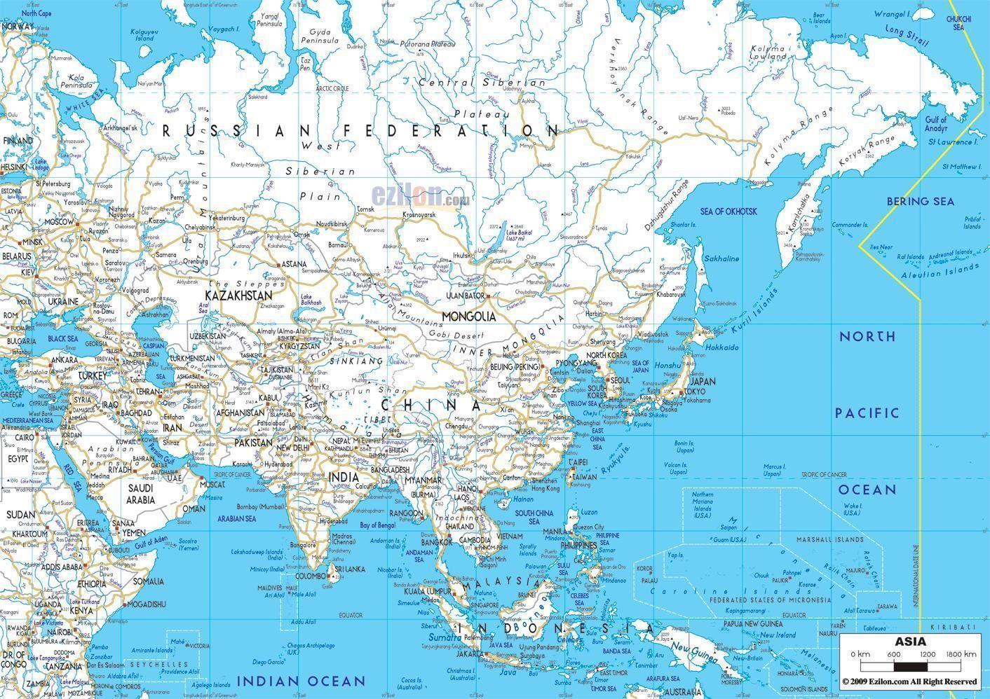 Asia Map Wallpaper