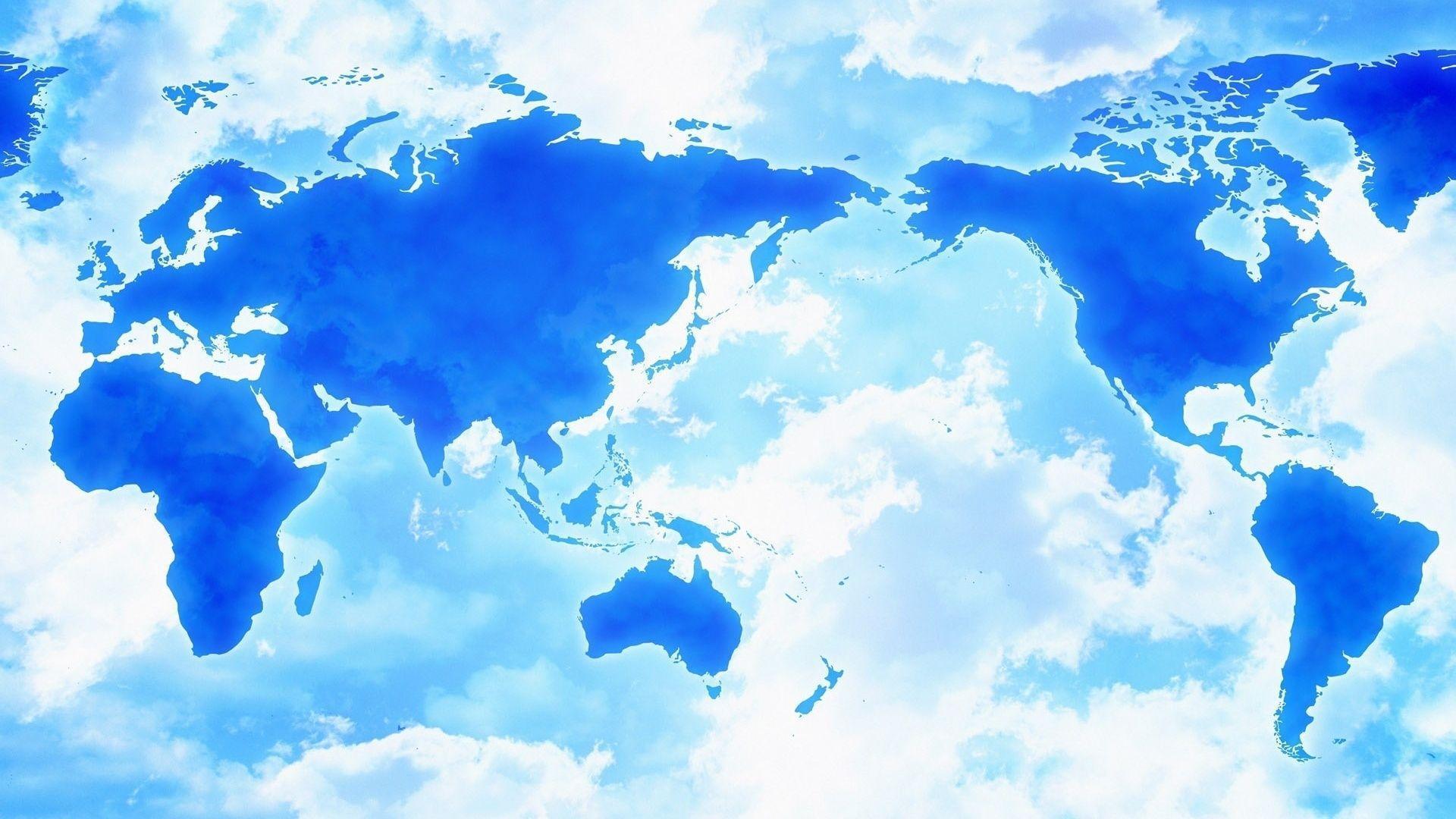 Map, Asia, Africa, America, Clouds Wallpaper