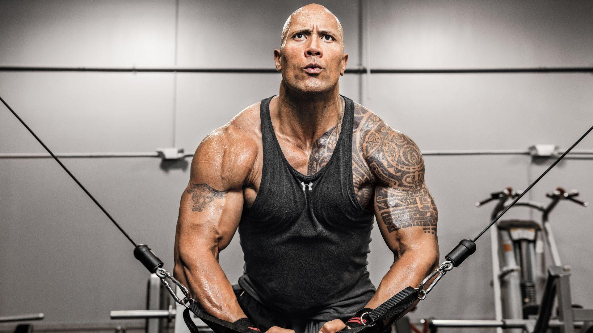 The Rock Actor Gym Exercise Workout Wallpaper