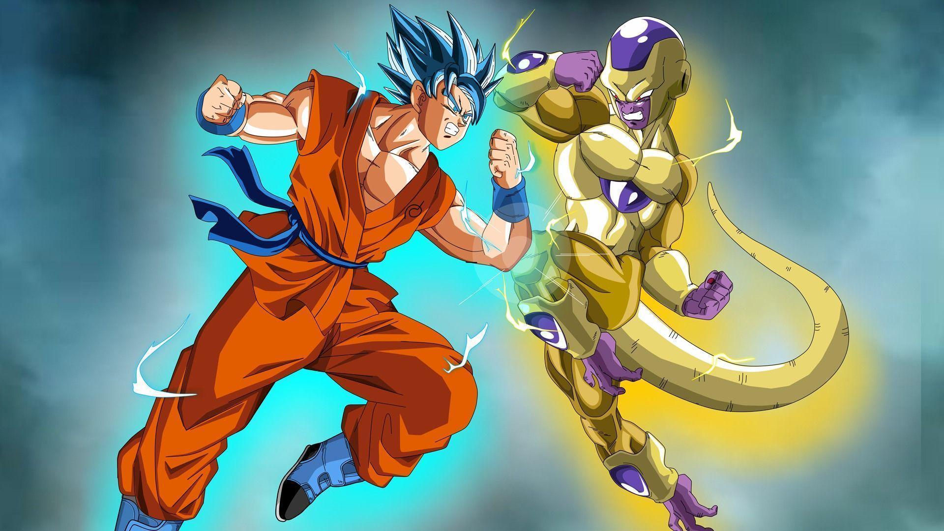 Goku Super Saiyan Blue vs Golden Fri. Wallpaper