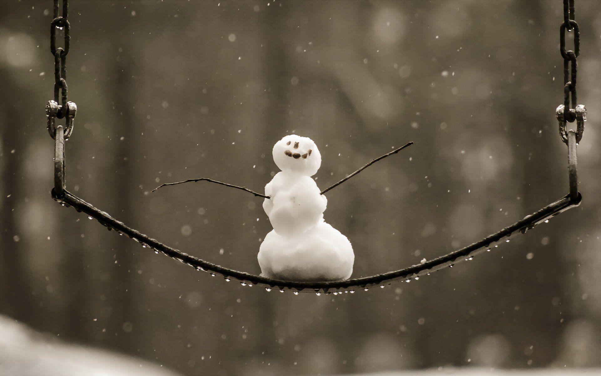 snowman swing winter HD wallpaper
