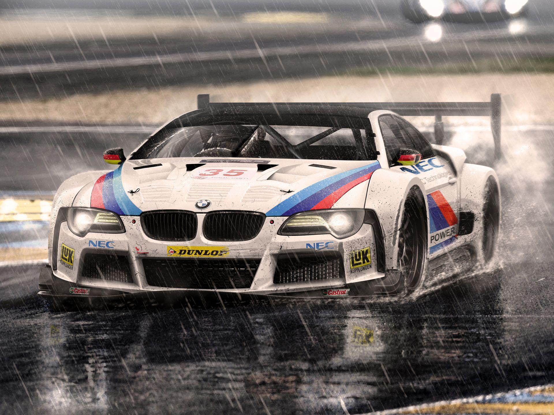 Full HD Wallpaper + Cars, BMW, Rain, White, Concepts,