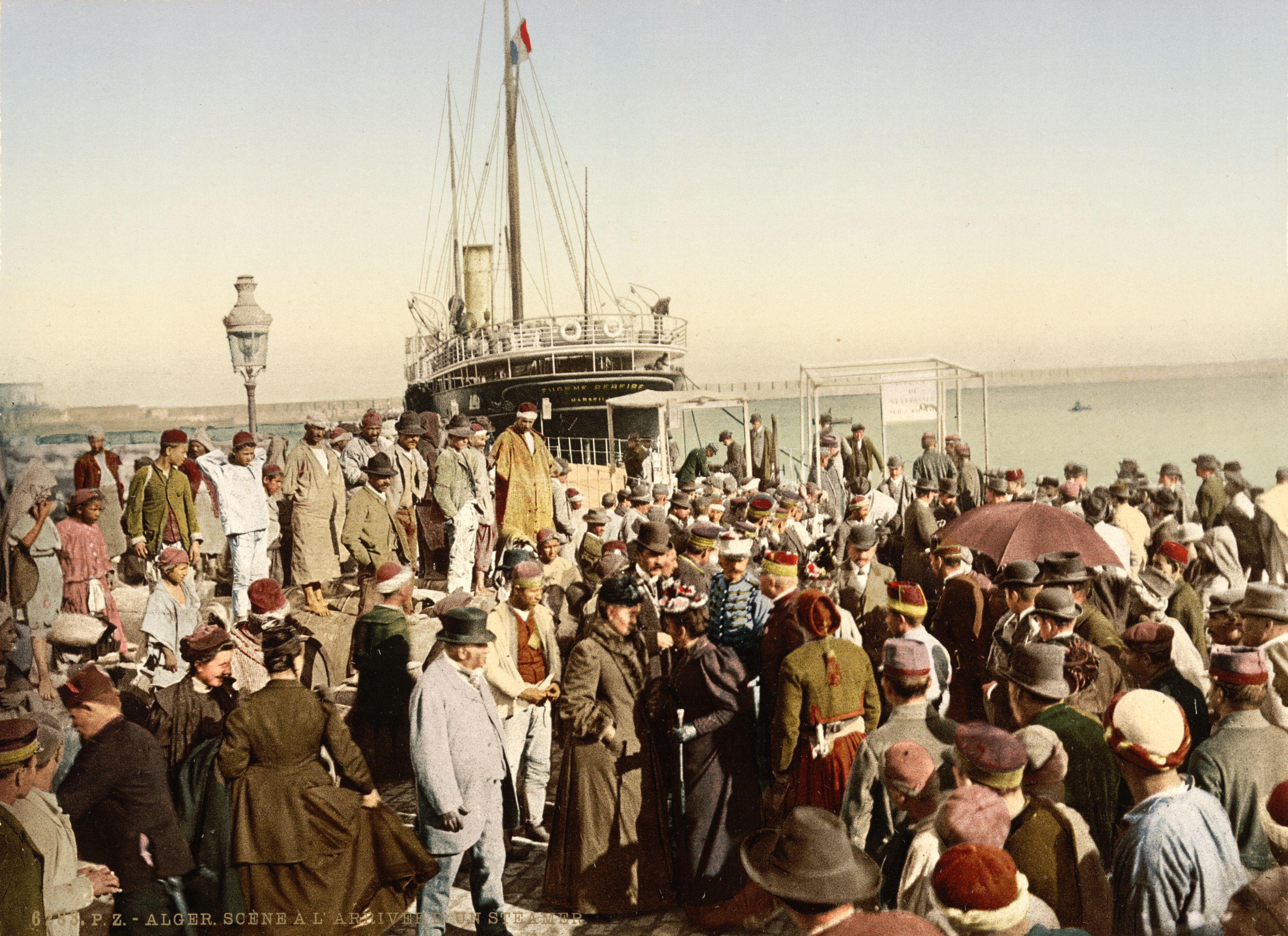 Arrival Of A Steamer Algiers Algeria Ca