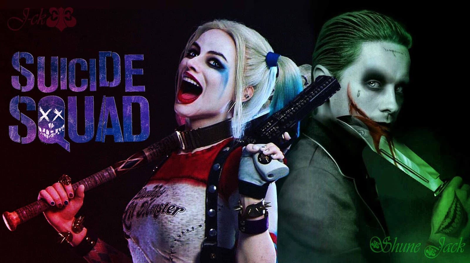 Suicide Squad Margot Robbie As Harley Quinn And Joker Art Wallpaper