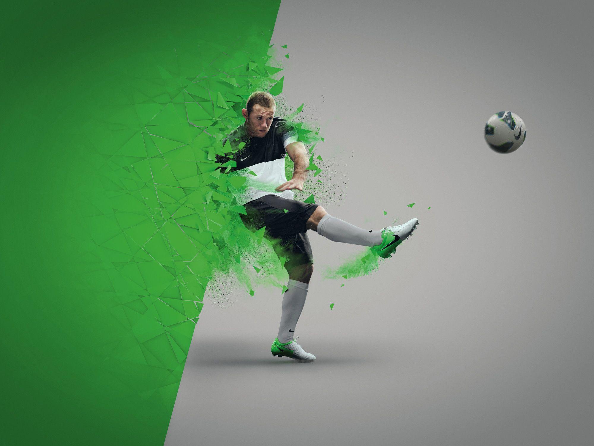 Wayne Rooney, football, shoes nike, green pattern, sport, wallpaper