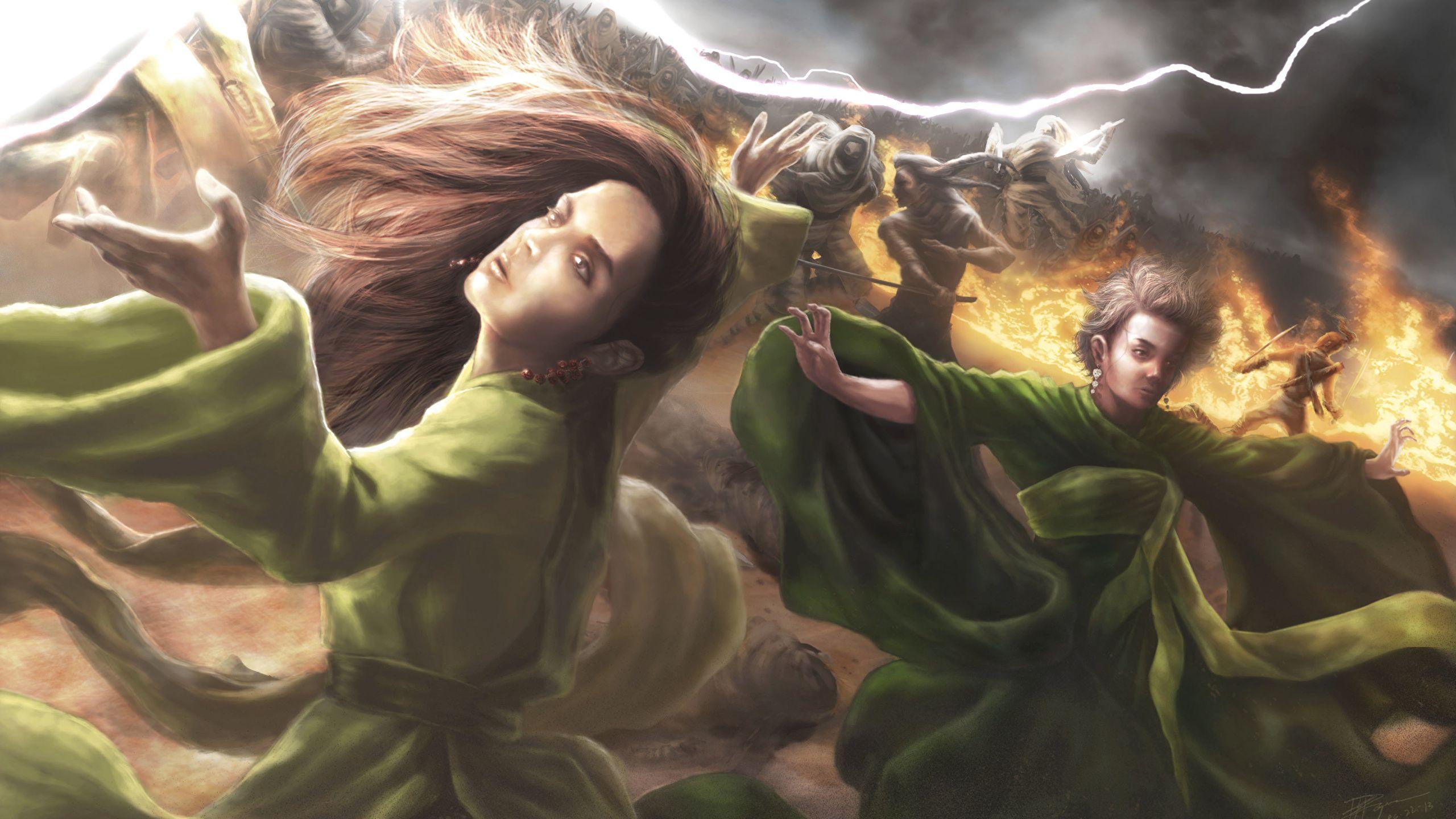 Wallpaper Illustrations to books The Wheel of Time Girls 2560x1440