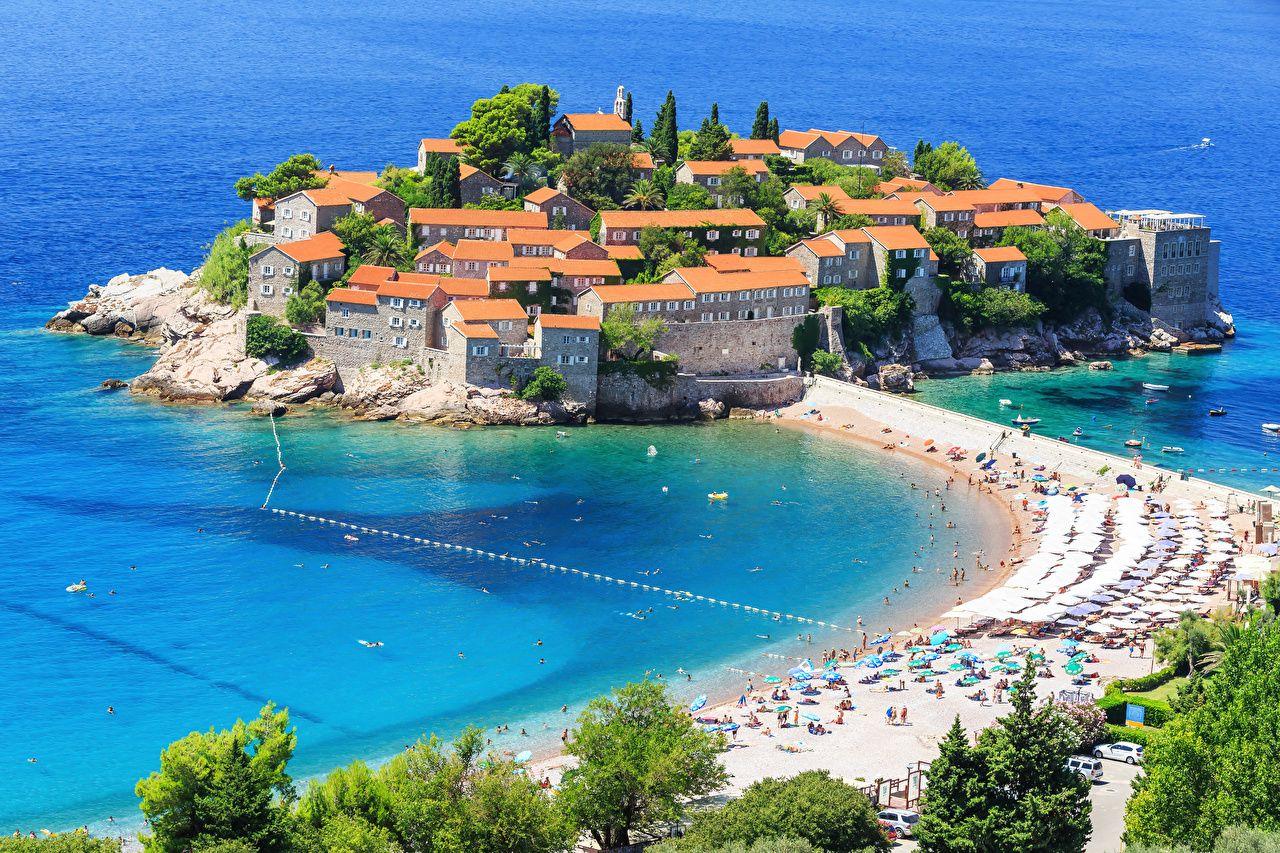 Wallpaper Montenegro Spa town Budva Beach Coast Cities Houses