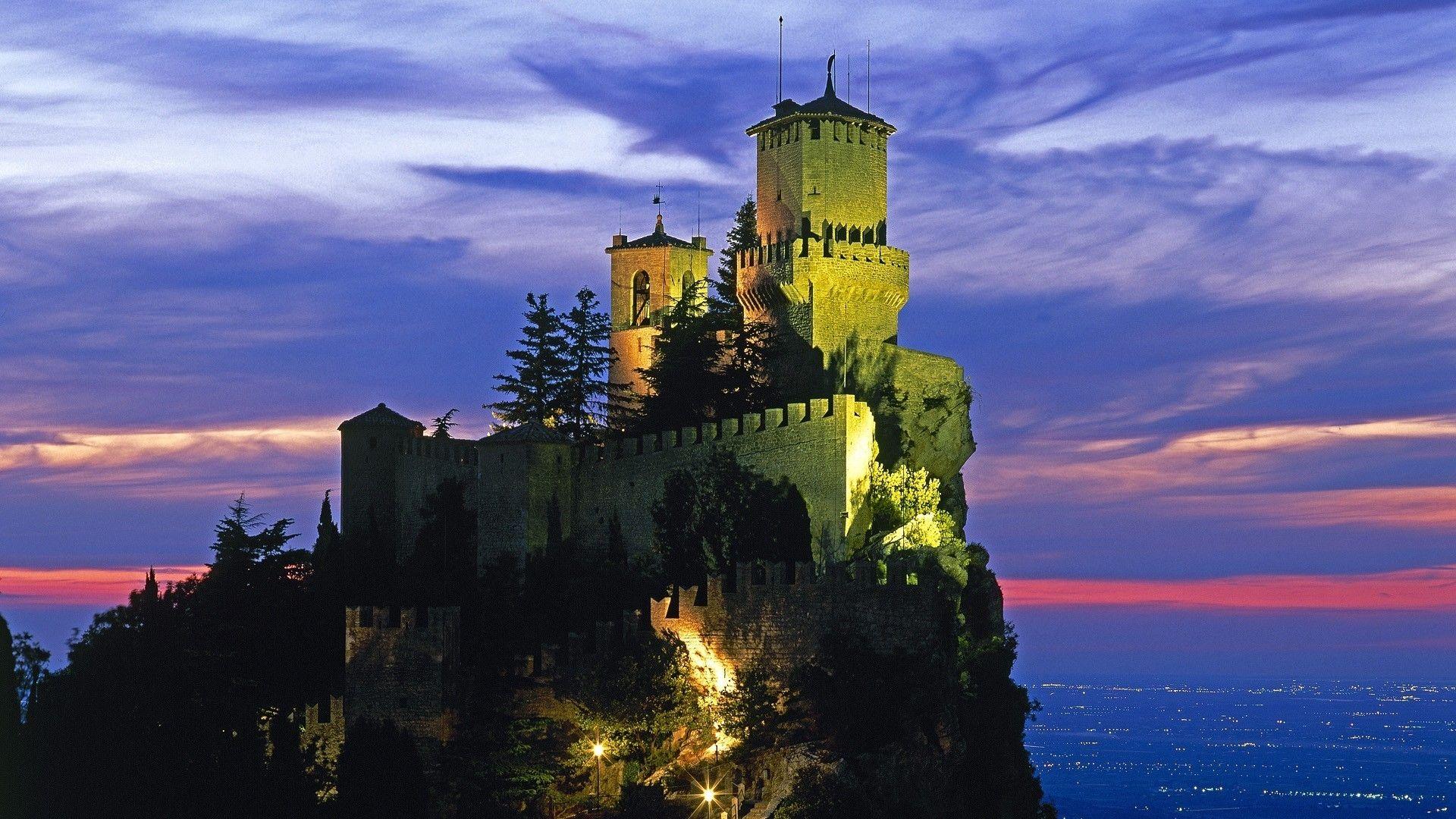 Castles night world fortress italy san marino 1920x1080 wallpaper