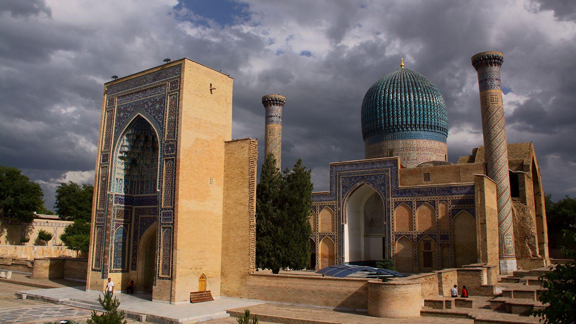 Mosque Uzbekistan Samarkand Temples Cities 1920x1080