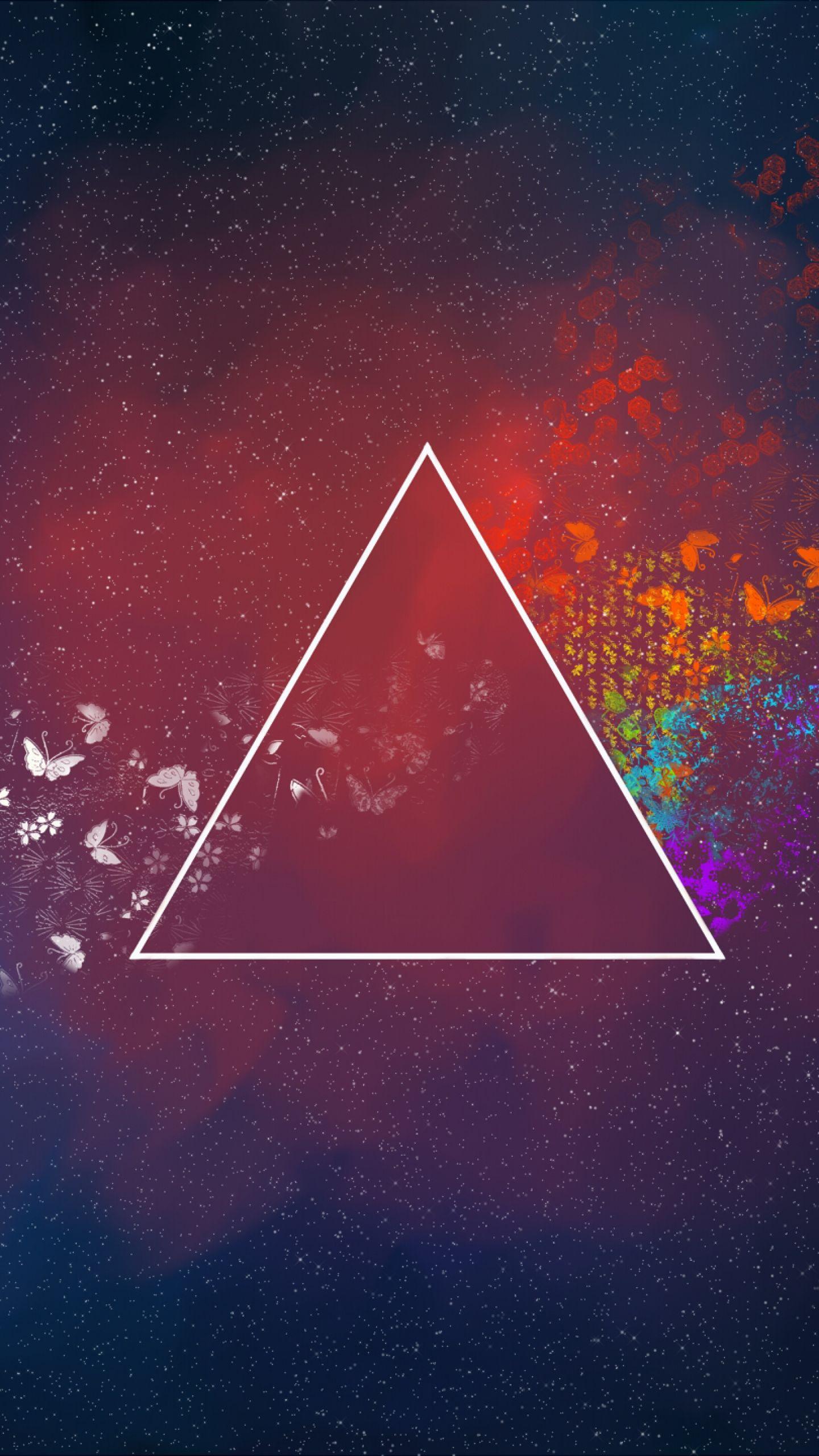 Download Wallpaper 1440x2560 Triangle, Abstract, Spots, Butterfly