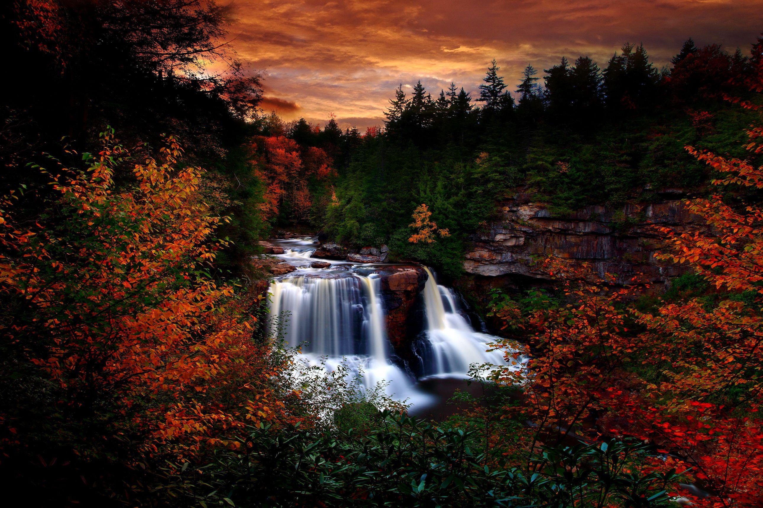 Autumn Waterfall at Blackwater Falls State Park, West Virginia