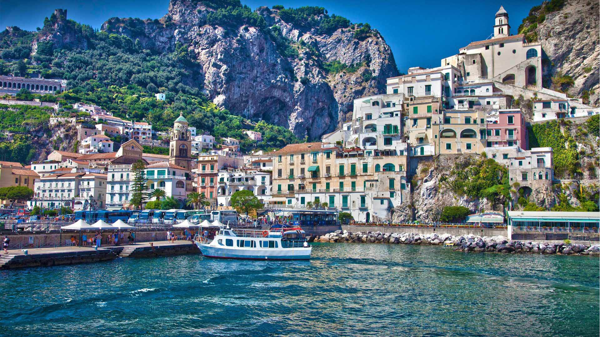 At the pier at a resort in Amalfi, Italy wallpaper and image