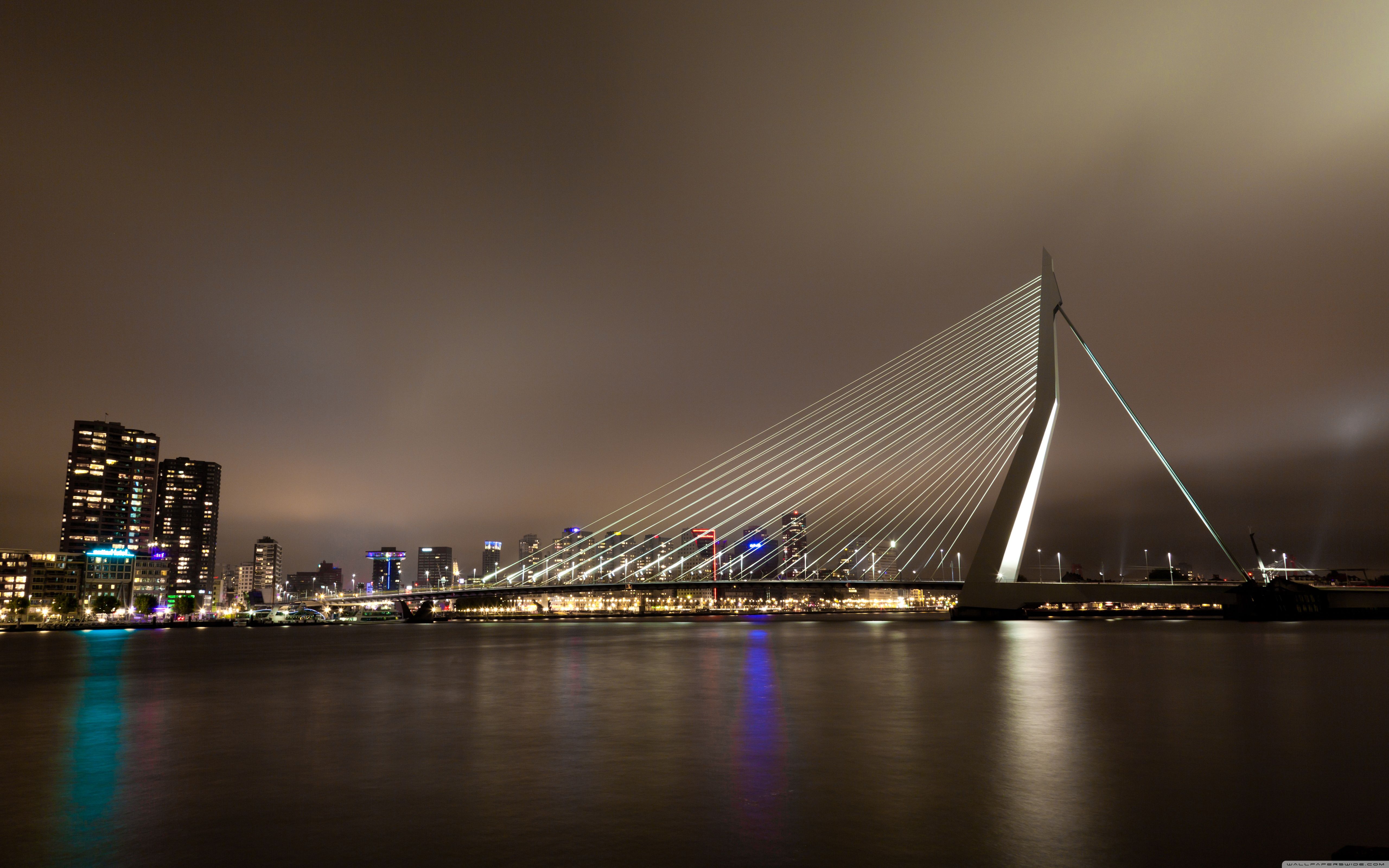 Erasmus Bridge, Rotterdam, The Netherlands ❤ 4K HD Desktop