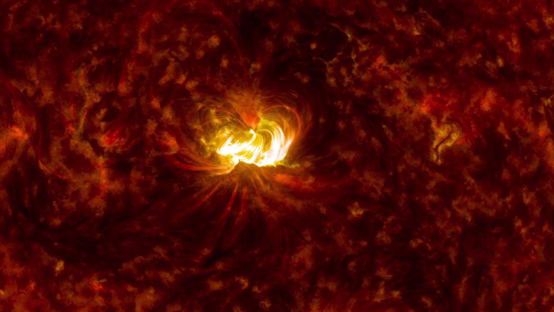 Solar flare storm sun space star fire psychedelic wallpaper