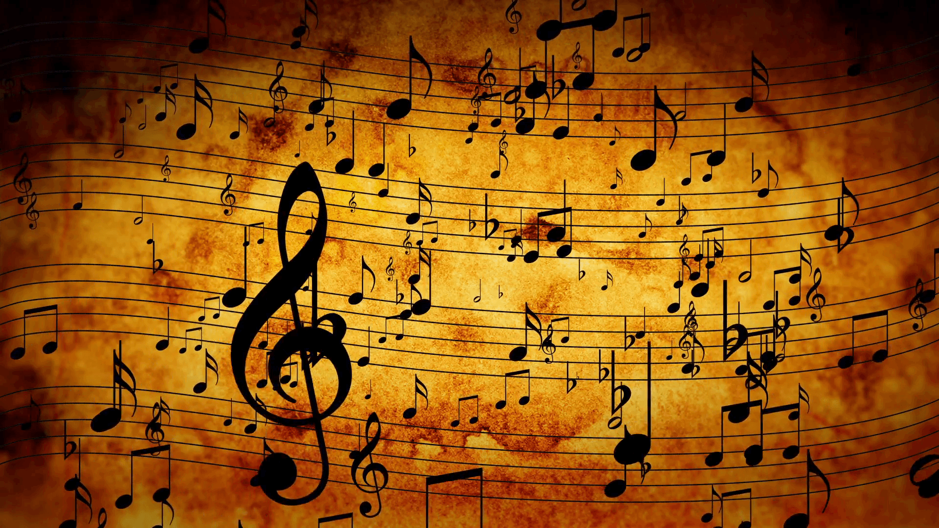 Animated background with musical notes, Music notes flowing