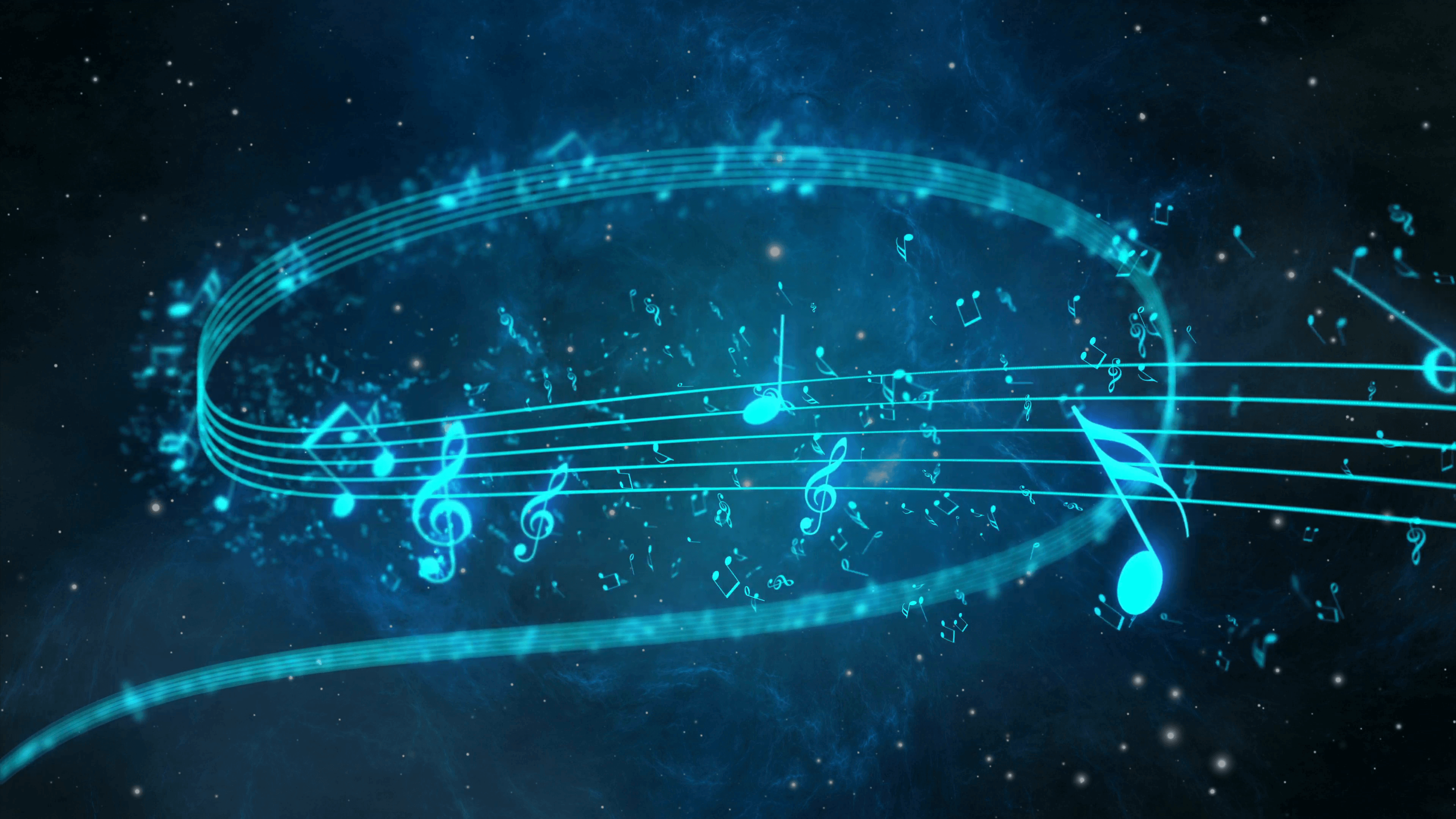Animated background with musical notes, Music notes flowing