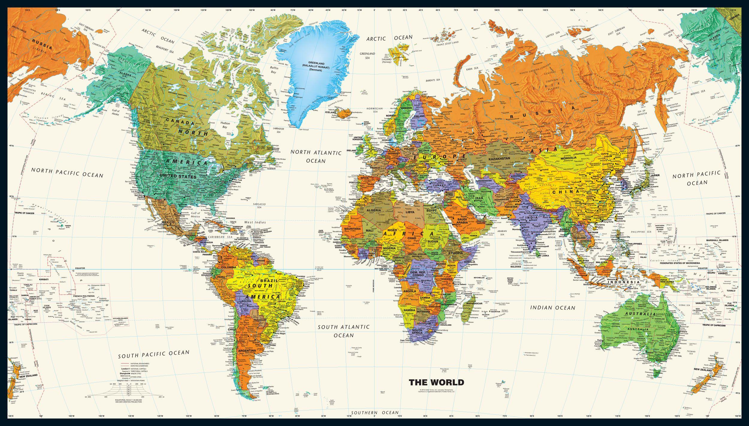 Wallpaper Contemporary World Wall Map On High Quality Picture Of