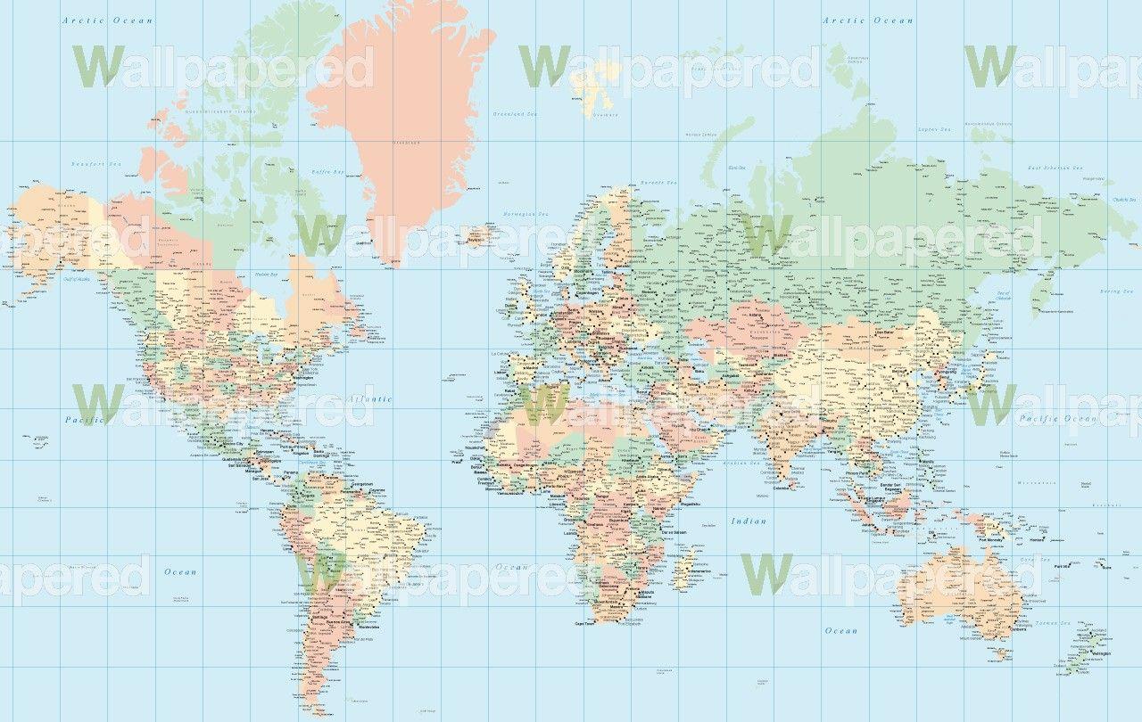 Pastel World Map Wallpaper. World Map Mural