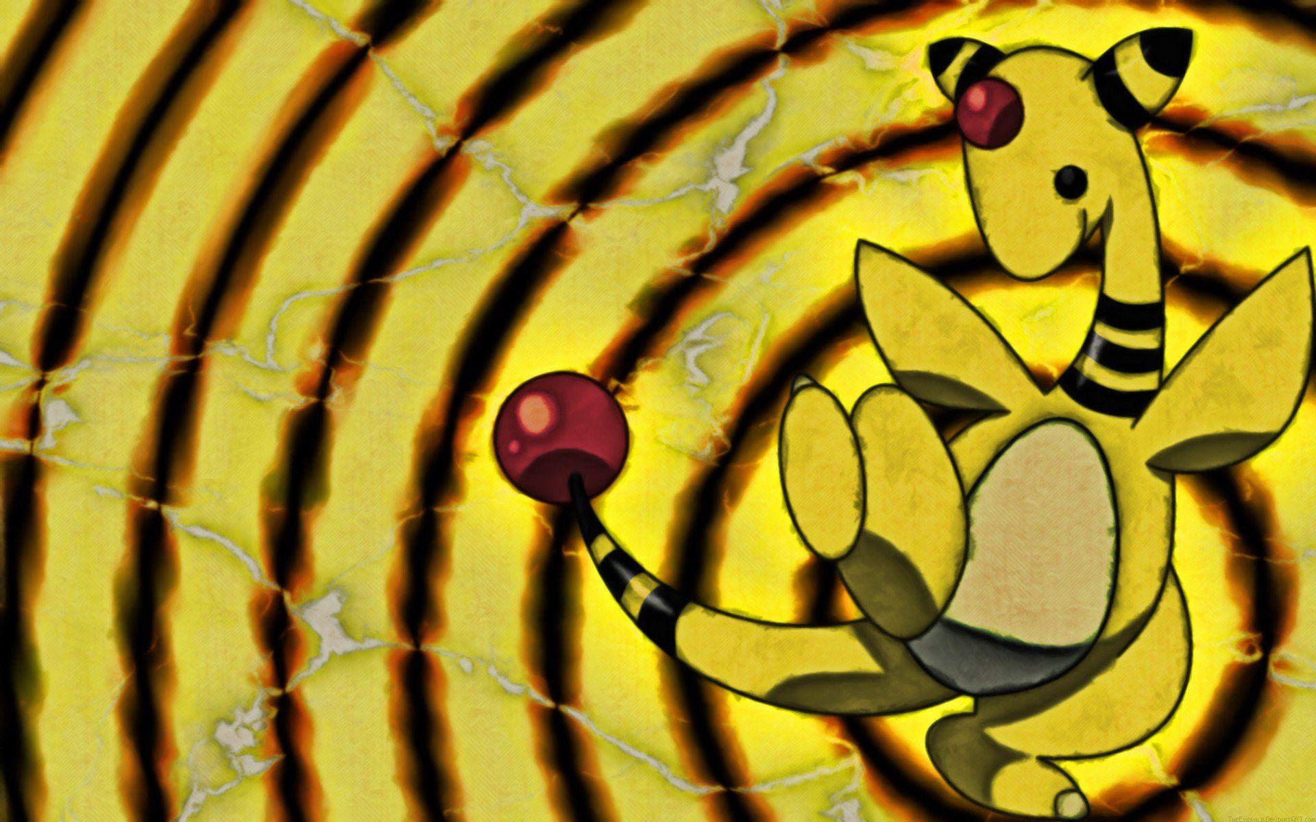 Pokemon, Electricity, Ampharos, Yellow, Black HD Wallpaper