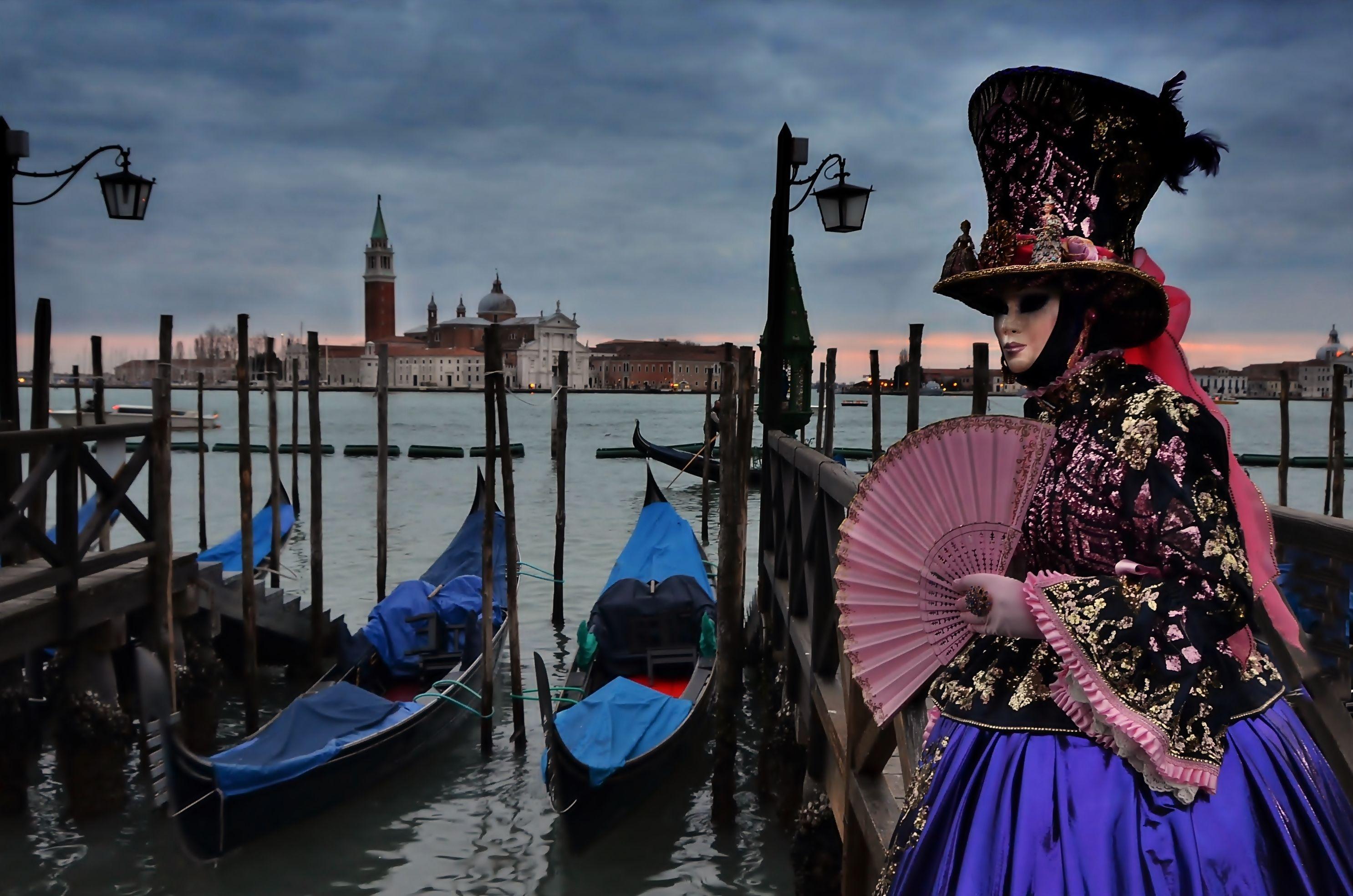 Wallpaper, boat, sunset, water, sky, Venice, vehicle, mask, Tourism
