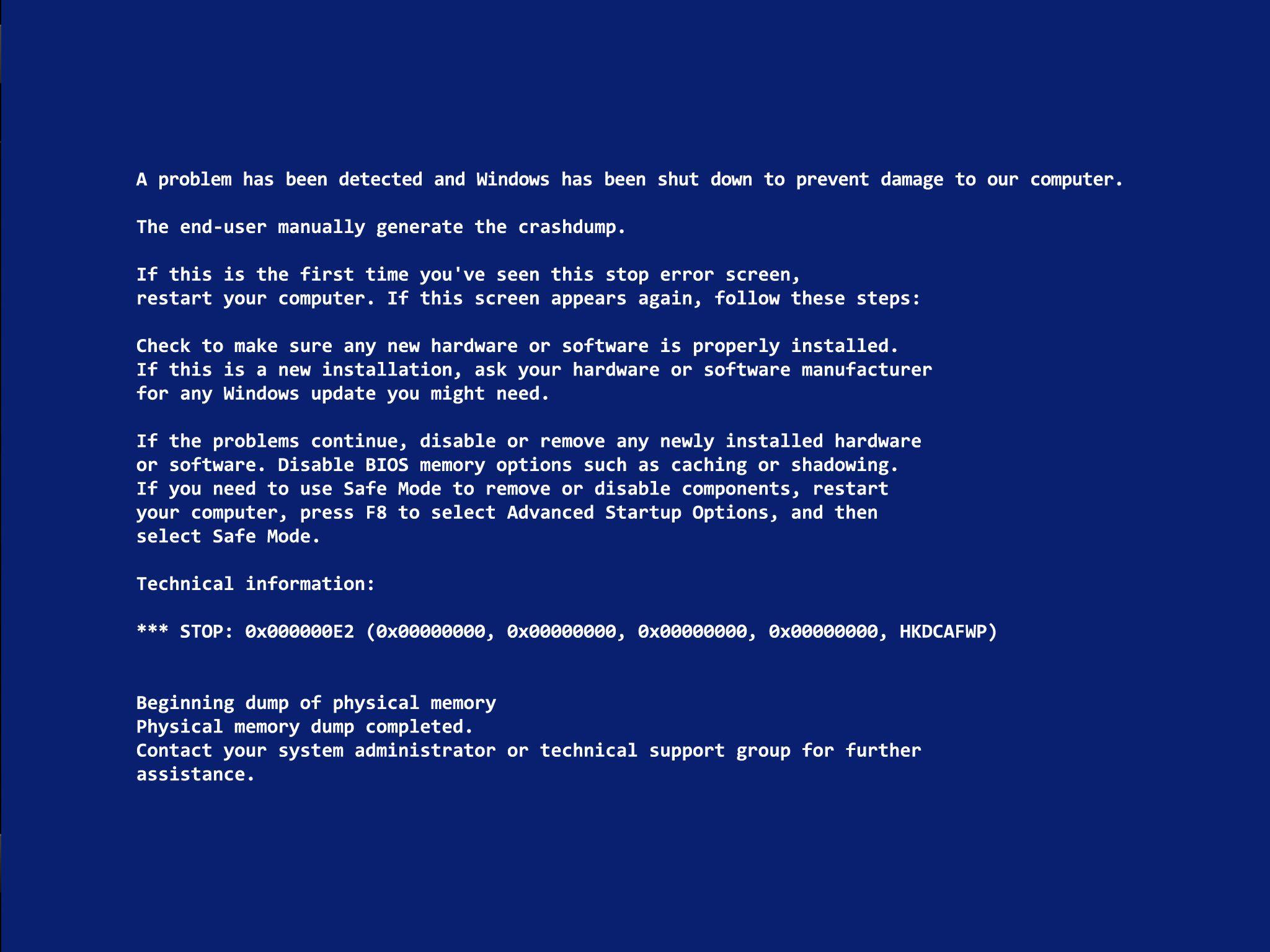 Blue Screen of Death Wallpaper for April Fool's Day