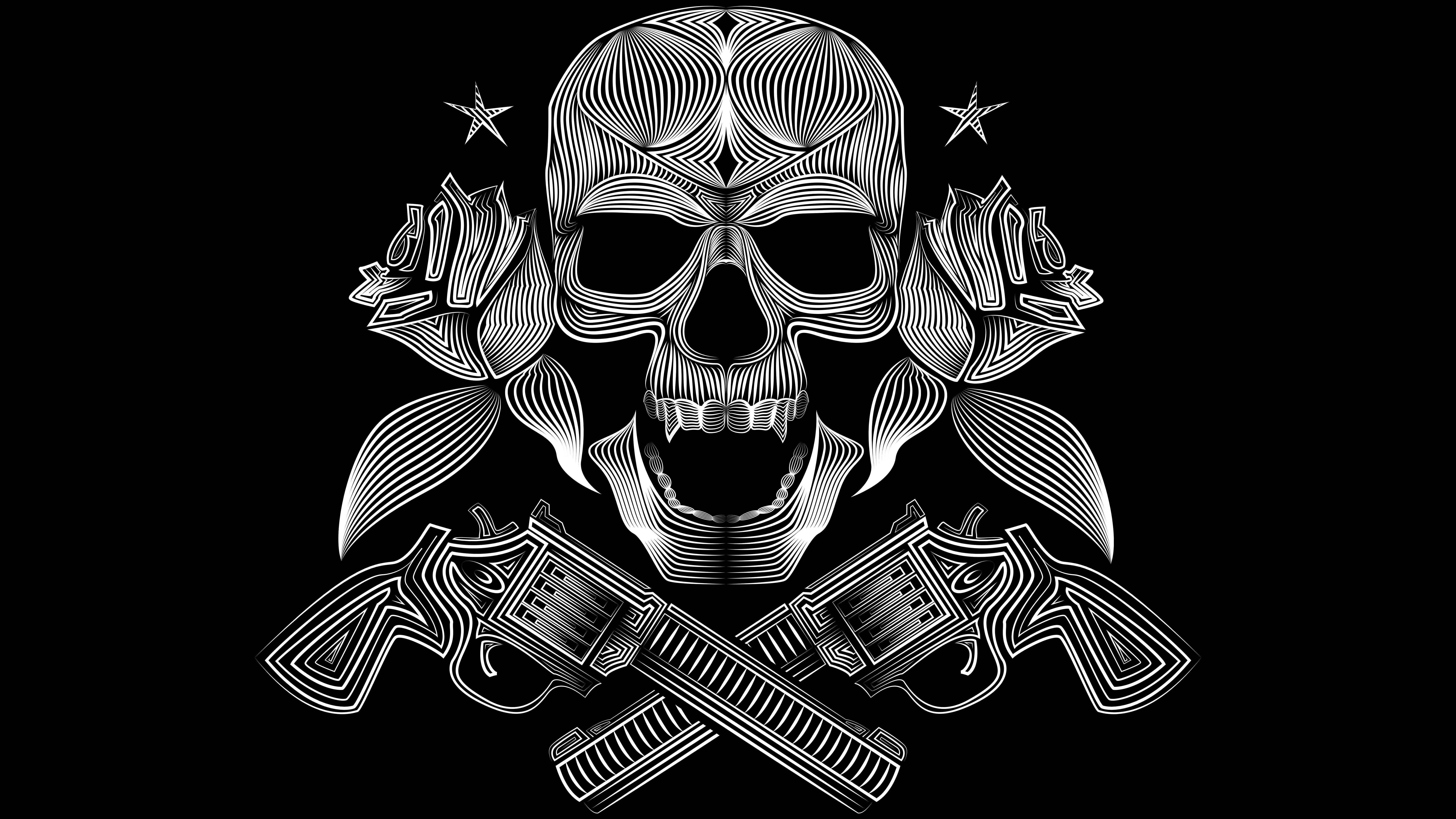 Skull Gun N Roses 8k 8k HD 4k Wallpaper, Image