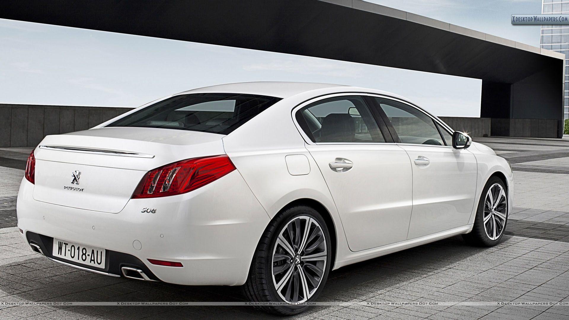 Peugeot 508 Saloon Back Pose in White Color Wallpaper