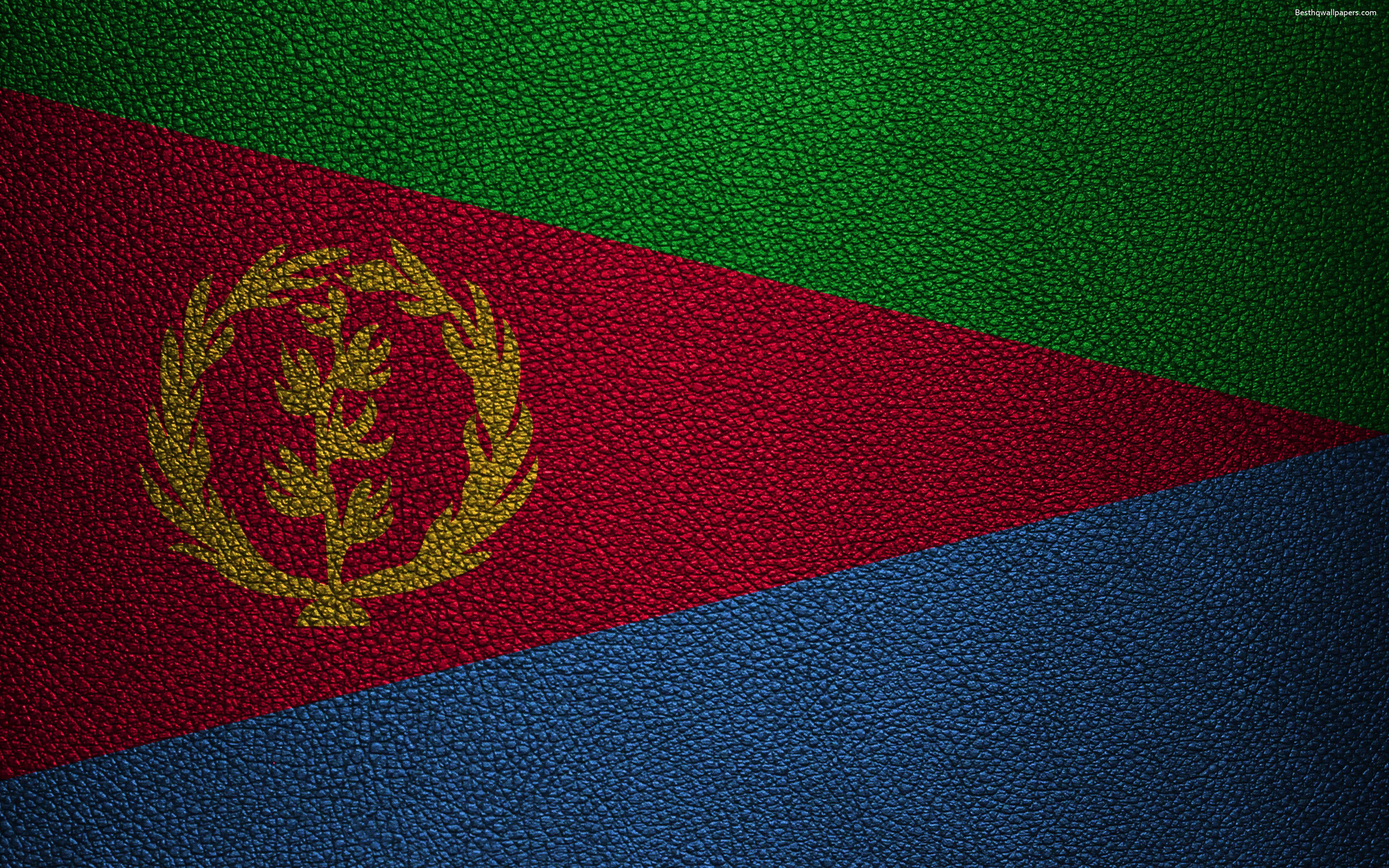 Download wallpaper Flag of Eritrea, Africa, 4K, leather texture