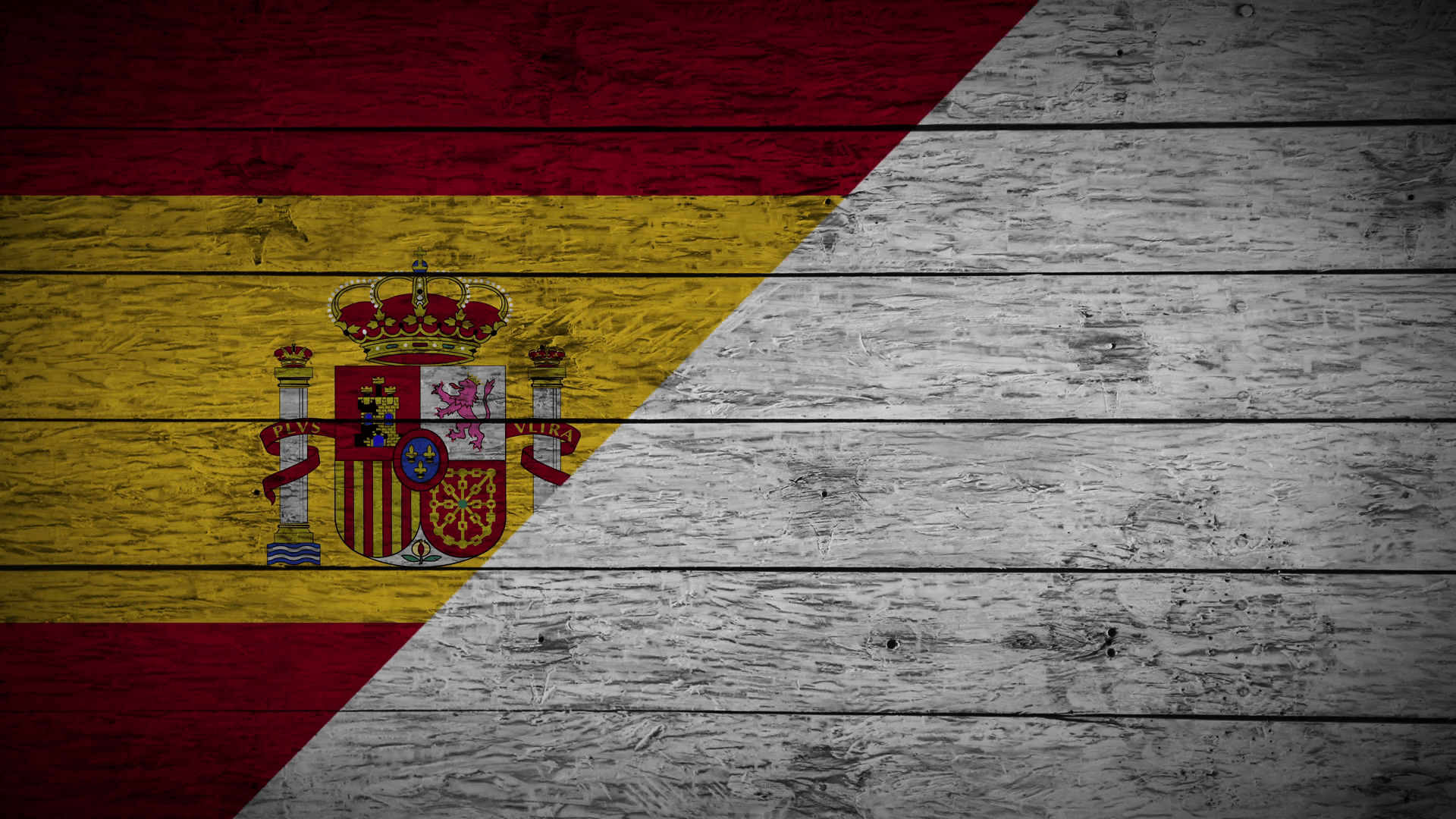Painting Flag of Spain on old wood boards With four different ways