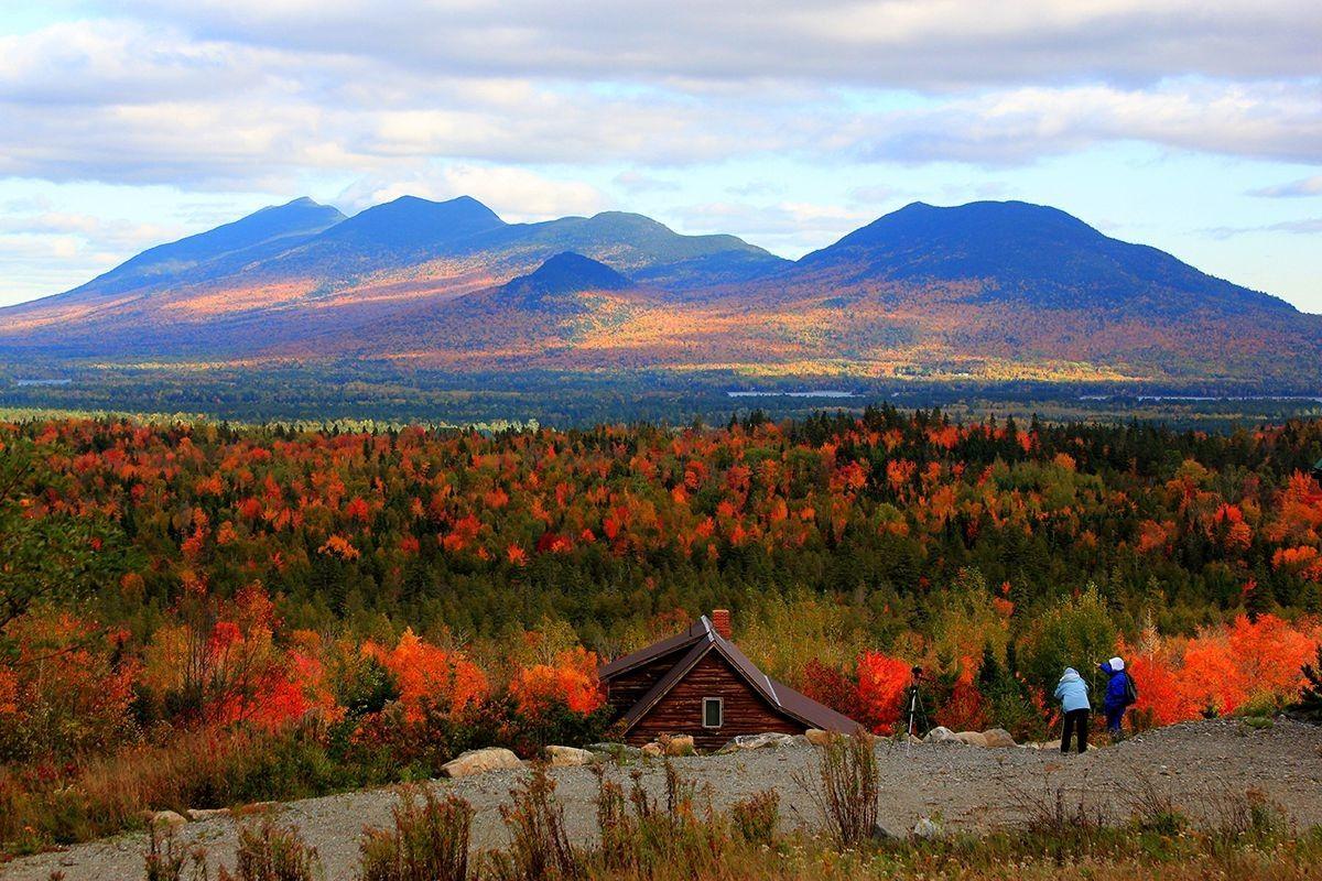 Mountains: Fall Maine Colors Trees Landscape Usa Cottage Autumn