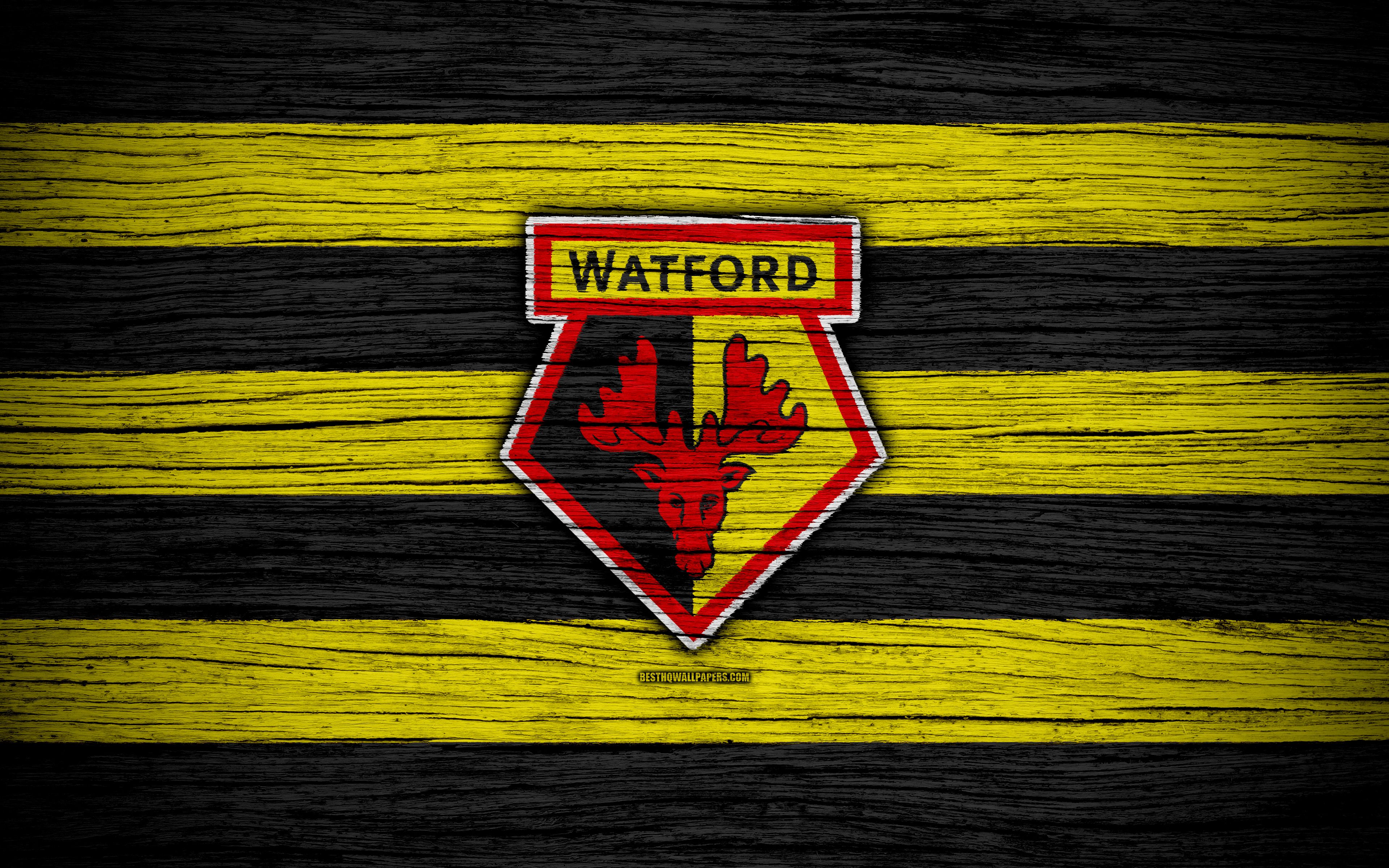 Download wallpaper Watford, 4k, Premier League, logo, England