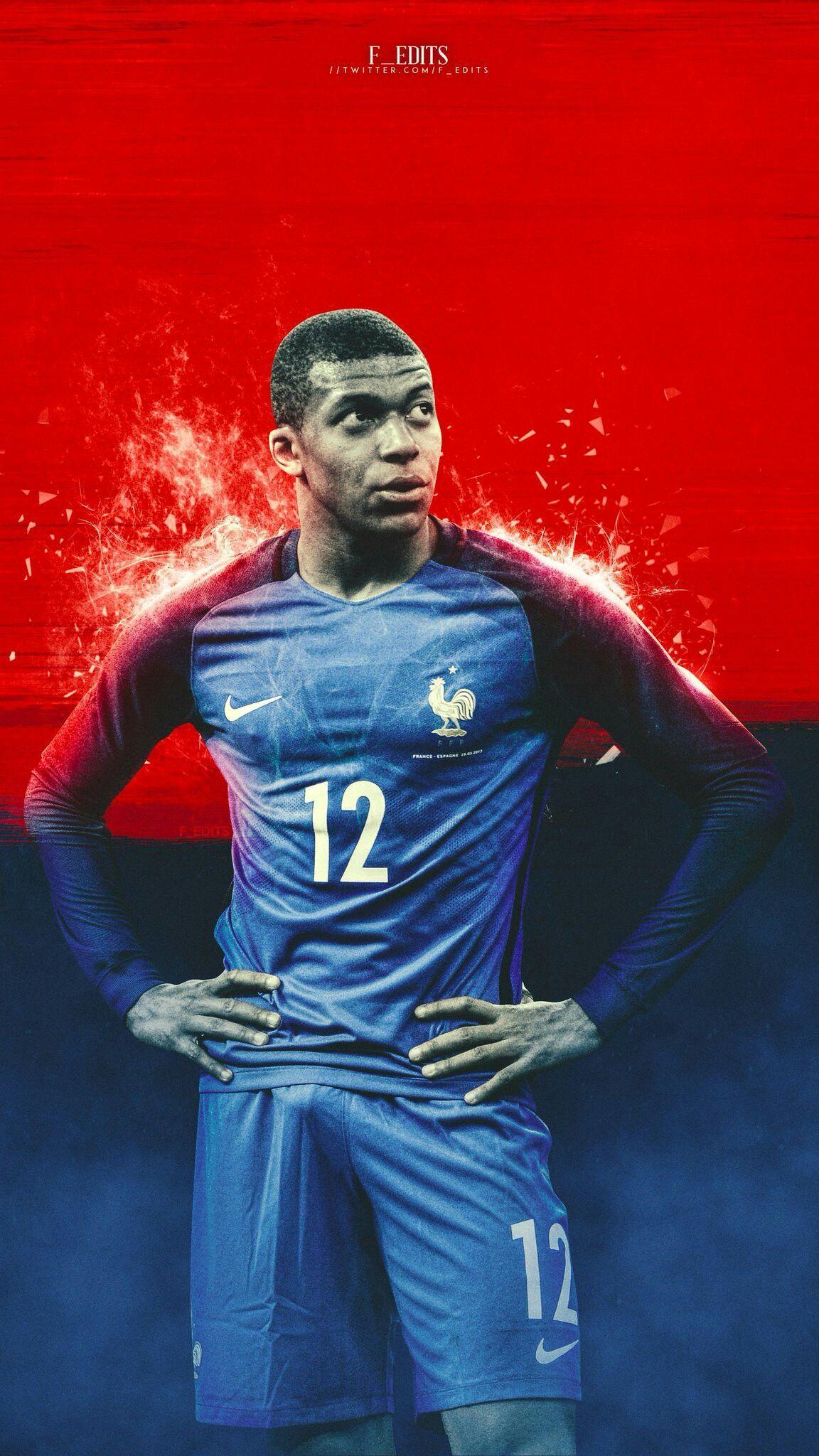 Kylian Mbappé France. Affiche de football. France