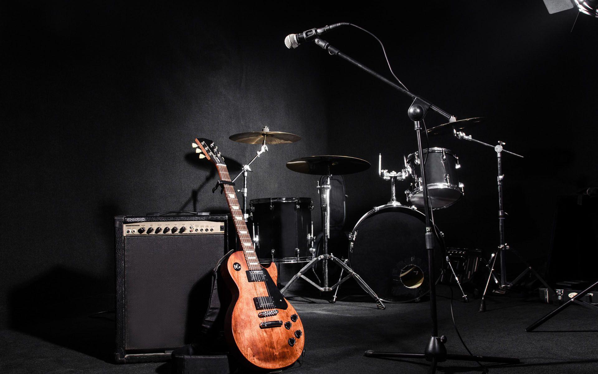 Wallpaper.wiki Electric Guitar Image With Drum Set PIC WPB006929
